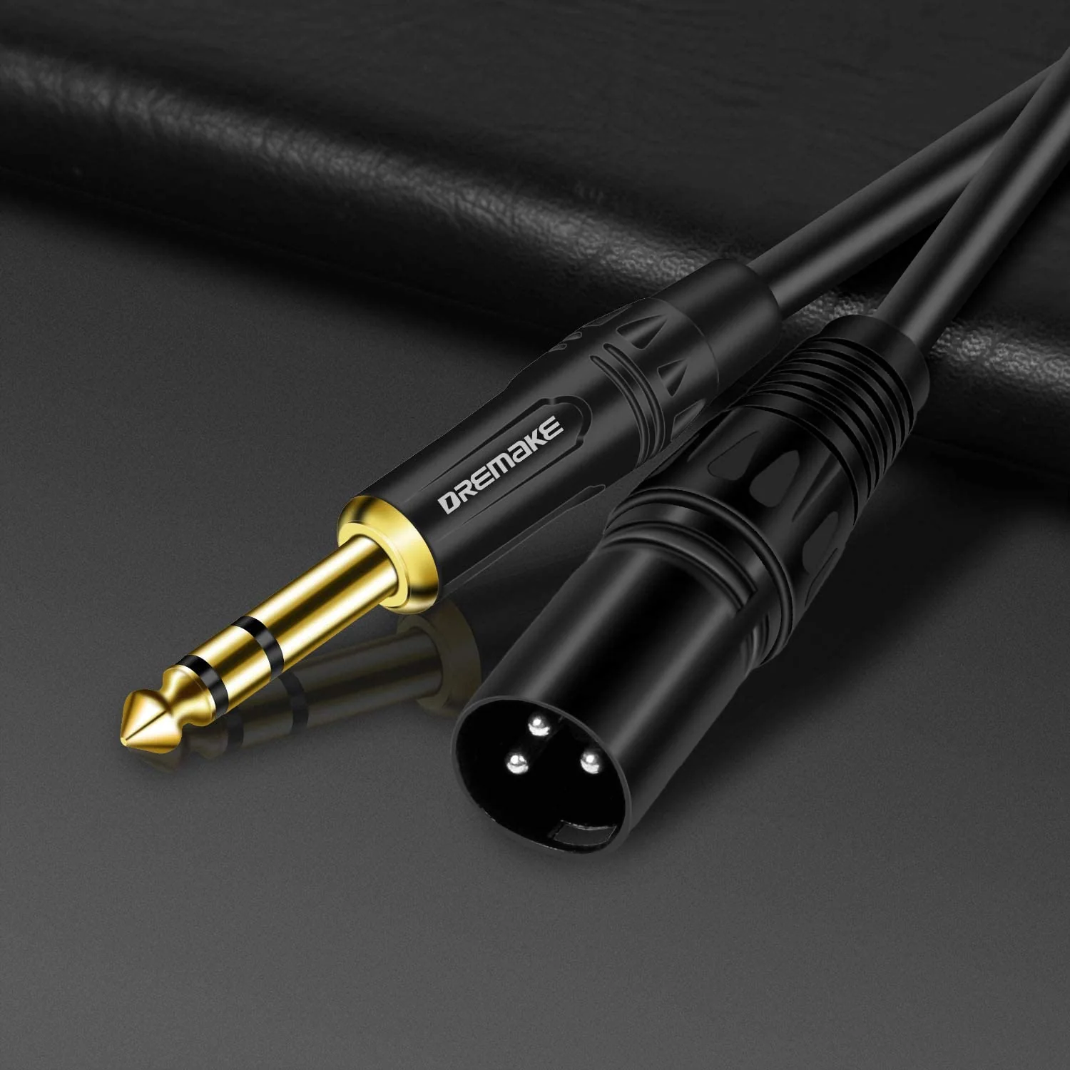 DREMAKE 50 FT 6.35 mm 1/4 Inch TRS Male to XLR Male Audio Stereo Mic Cable Gold Plated 1/4 Inch Male to XLR Male Balanced Cable for Microphones, Speakers, Stage, DJ and More - Black 50FT/15M - Image 3
