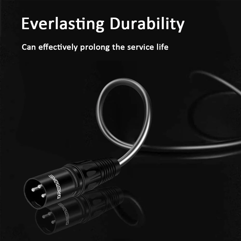 DREMAKE Mono 6.35mm to XLR 3-Pin Audio Cable, 33FT Quarter Inch to XLR Unbalanced Mic Cable for Speakers, Stage, DJ, AMP, Studio Audio Console 33FT/10M - Image 2