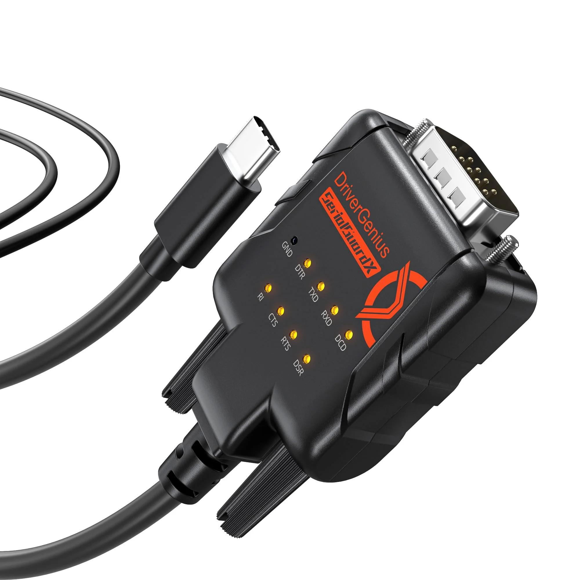 DriverGenius SerialGuardX Series | FTDI USB-C to RS232 Converter, 9 x Signal Monitoring LEDs, ESD-Protected - Supports Windows 11, macOS 15 & Linux, for Engineers and Technicians (RS232-ESD9C) SerialGuardX, 1-Port DB9