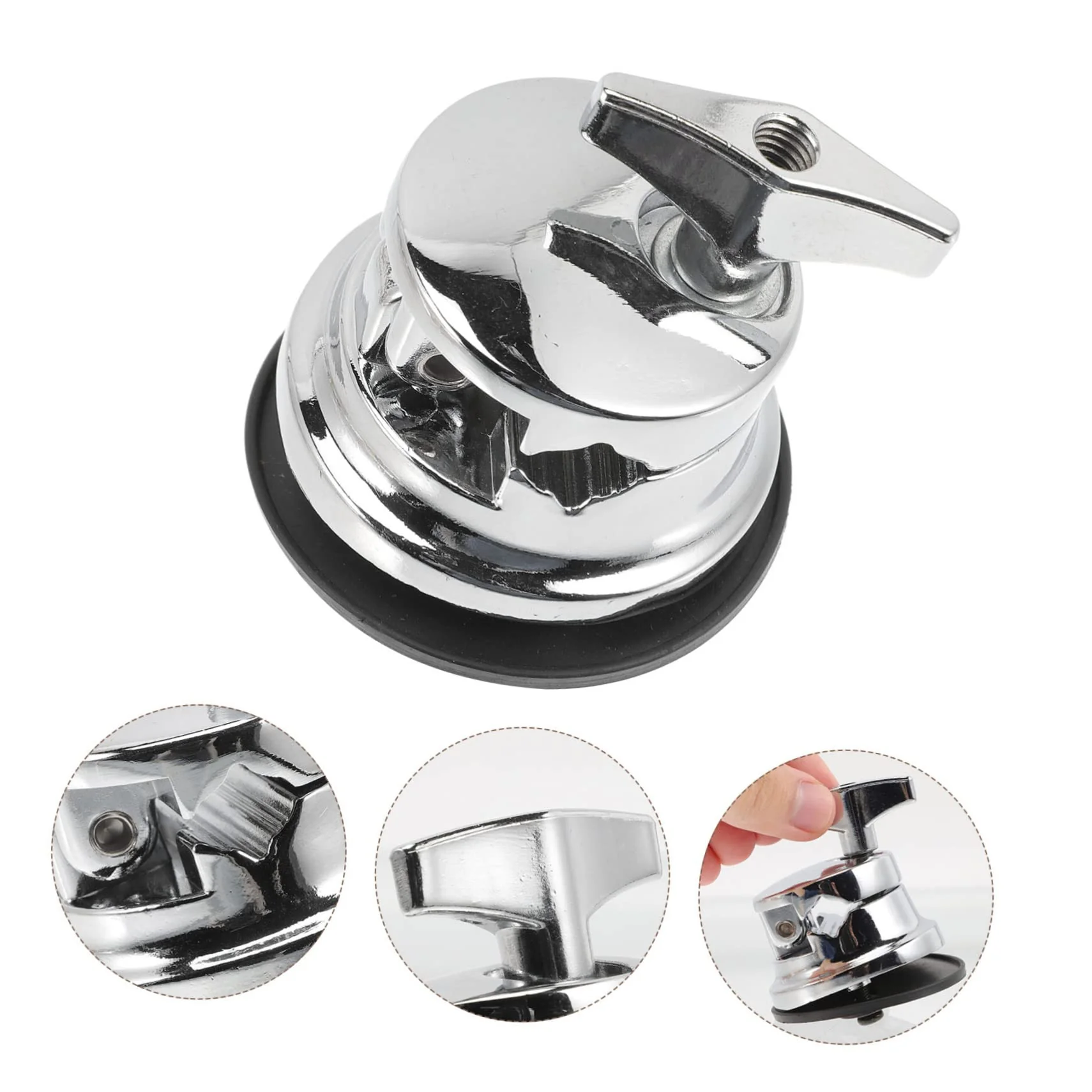 Drum Base Drum Mounting Hardware Percussion Tom Holder Base for Tom Legs Percussion Instrument Replacement Tom Bracket Percussion Bases Drum Parts Jazz Drum Zinc Alloy Round - Image 8