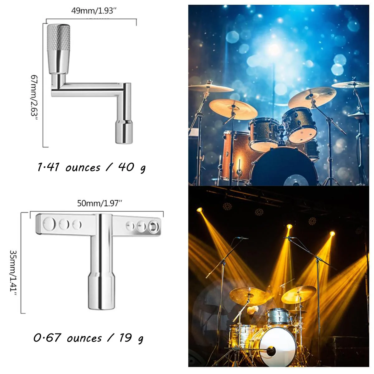 Drum Key Drummer Tuning Key with Continuous Motion Speed Standard Drum Tuner Wrench Tool Replacement Parts Accessories Metal 4 Pack - Image 2