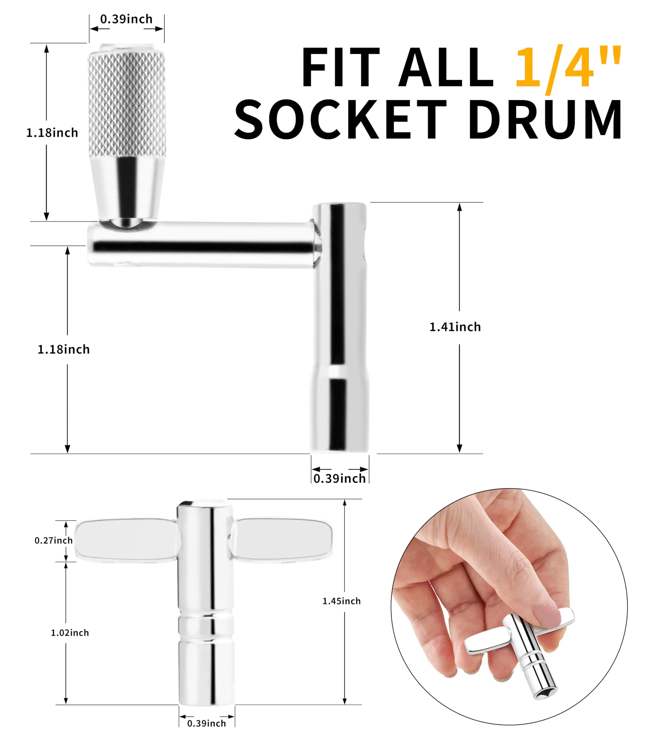 Drum Keys for Tuning Drum, 5 Pack Drum Tuning Key, Universal Drum Tuner with Continuous Standard Motion Speed Key, Extended T Key for Fast Easy Tuning, Drum Key Tool Set - Image 2
