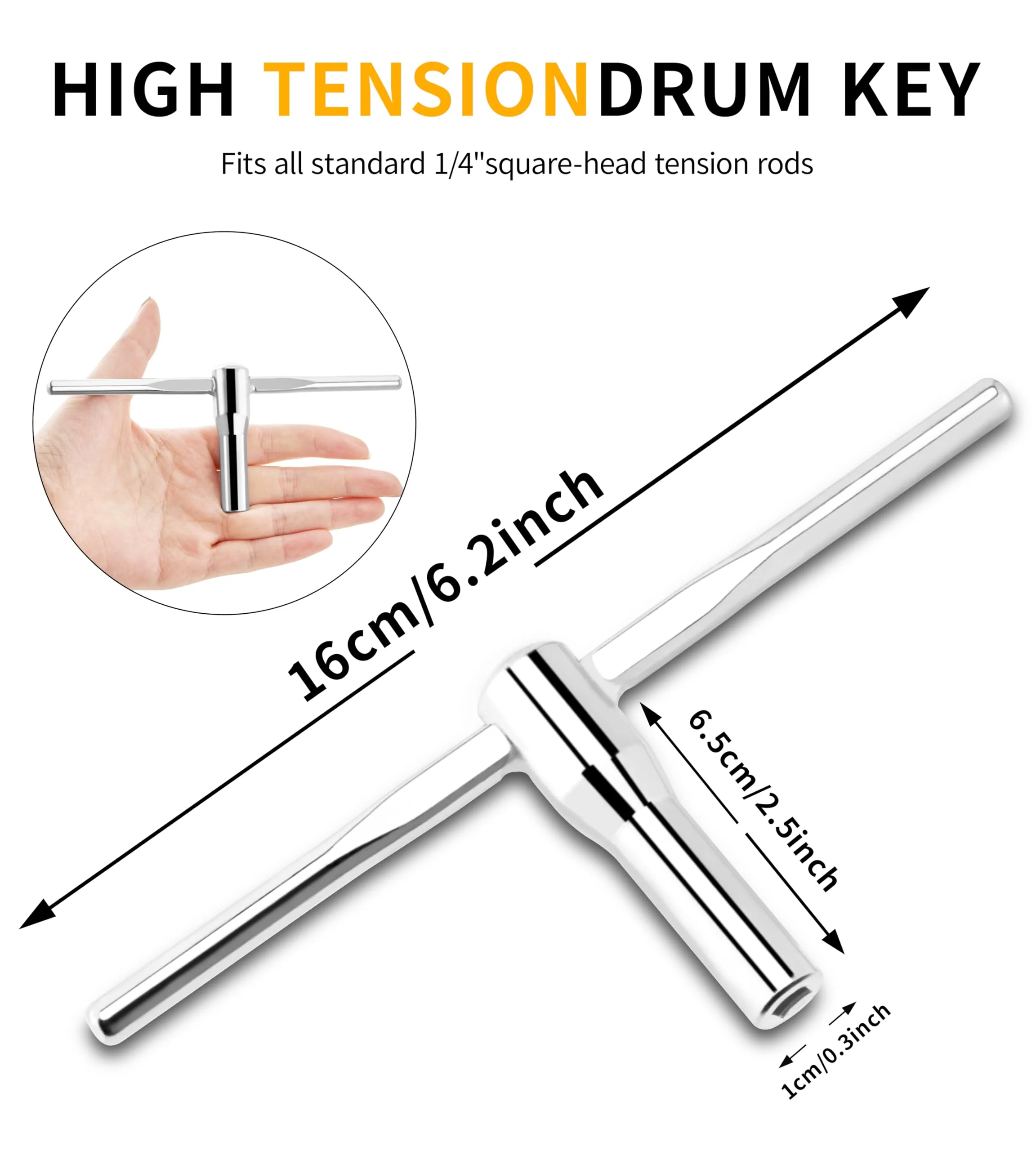 Drum Keys for Tuning Drum, 5 Pack Drum Tuning Key, Universal Drum Tuner with Continuous Standard Motion Speed Key, Extended T Key for Fast Easy Tuning, Drum Key Tool Set - Image 3