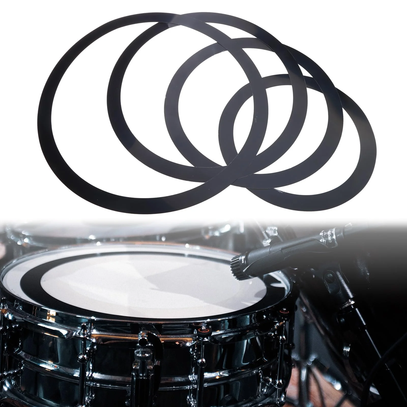 Drum Mute Rings Drum Muffler Rings Drum Silencers Drum Percussion Accessories Drum Mute Pads for Drums Tone Control, Black - Image 2