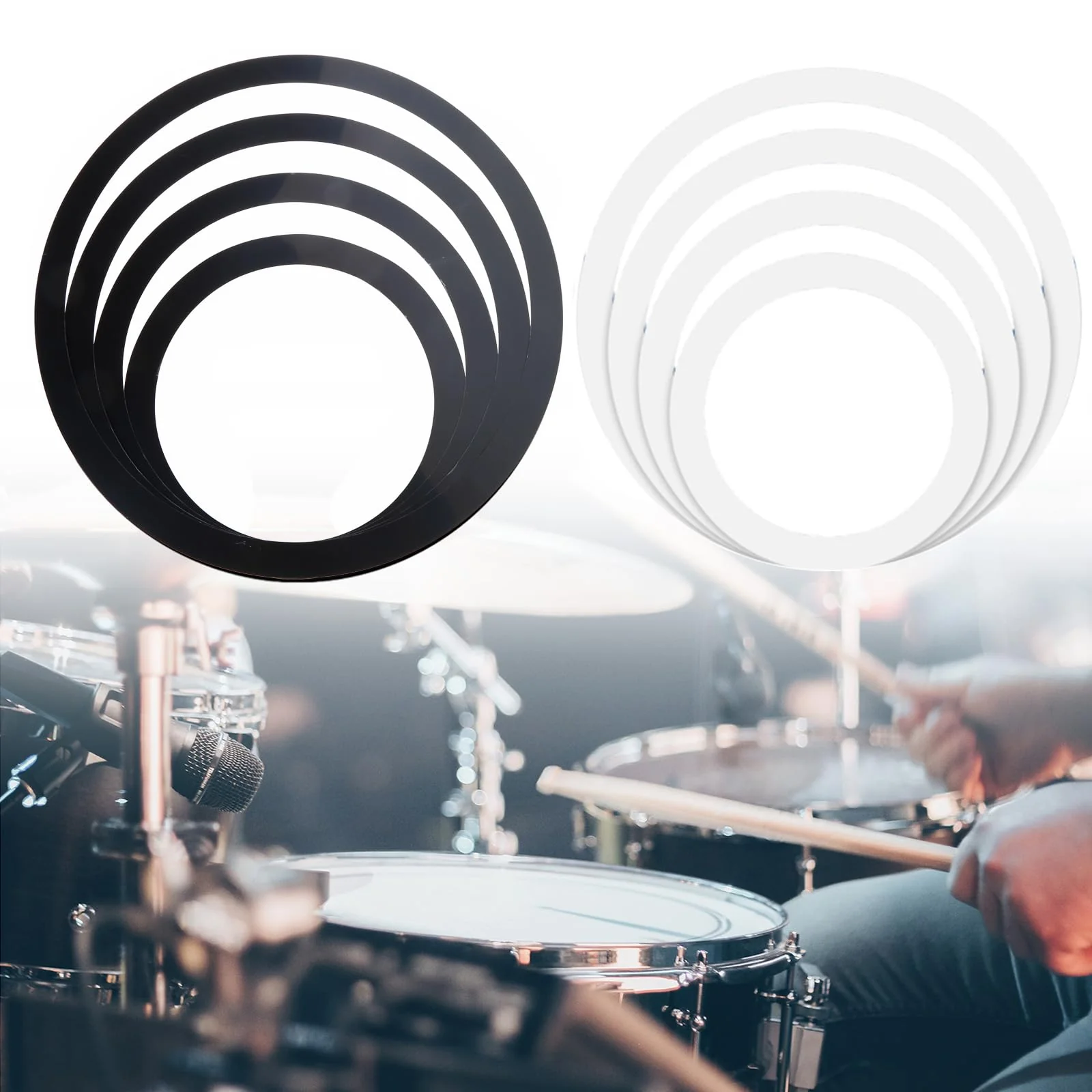 Drum Mute Rings Drum Muffler Rings Drum Silencers Drum Percussion Accessories Drum Mute Pads for Drums Tone Control, Black - Image 6