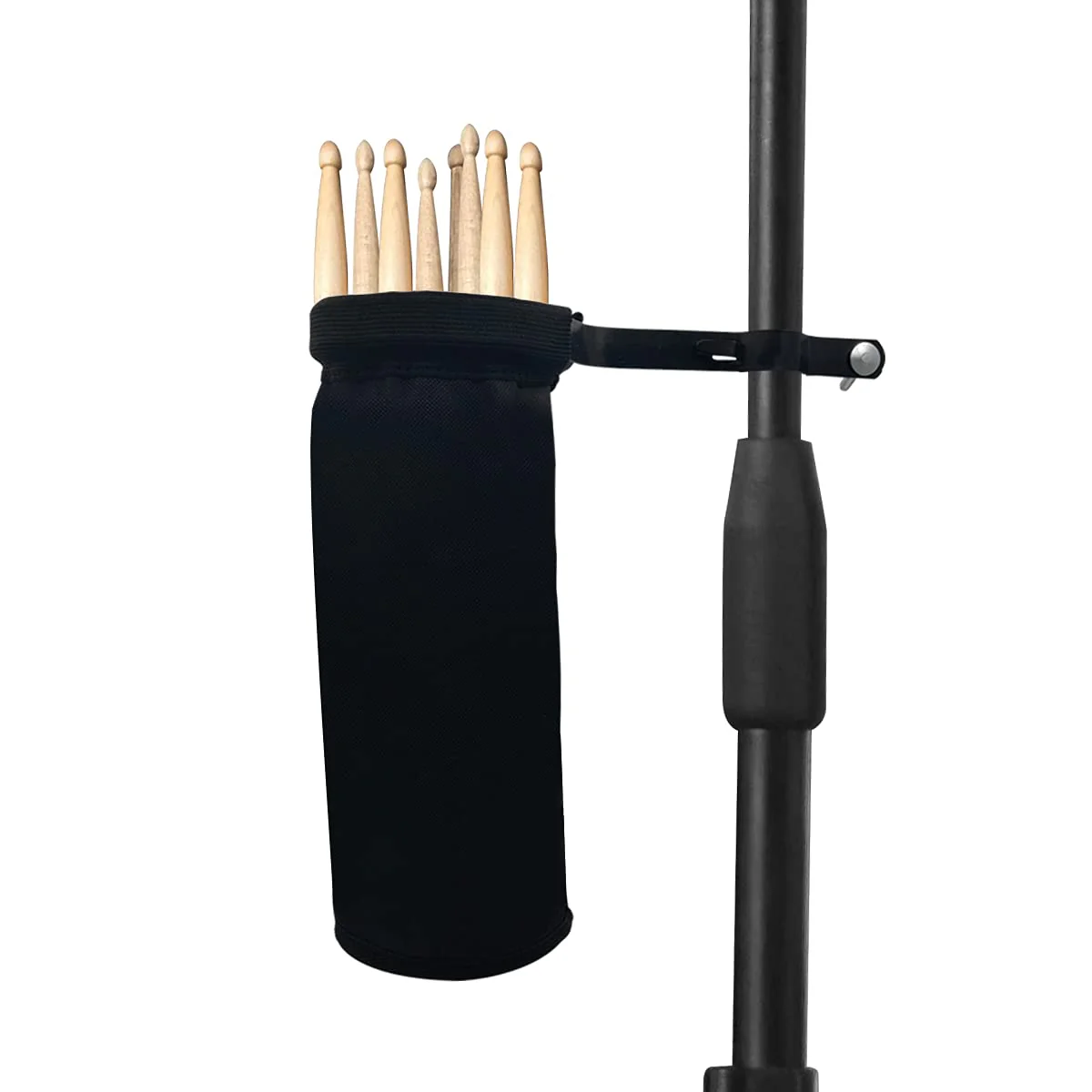 Drumstick Container Bag, Drum Stick Holder Drumstick Nylon Bag for Drum Set Clamp on Stick Holder Bag Container(black) black