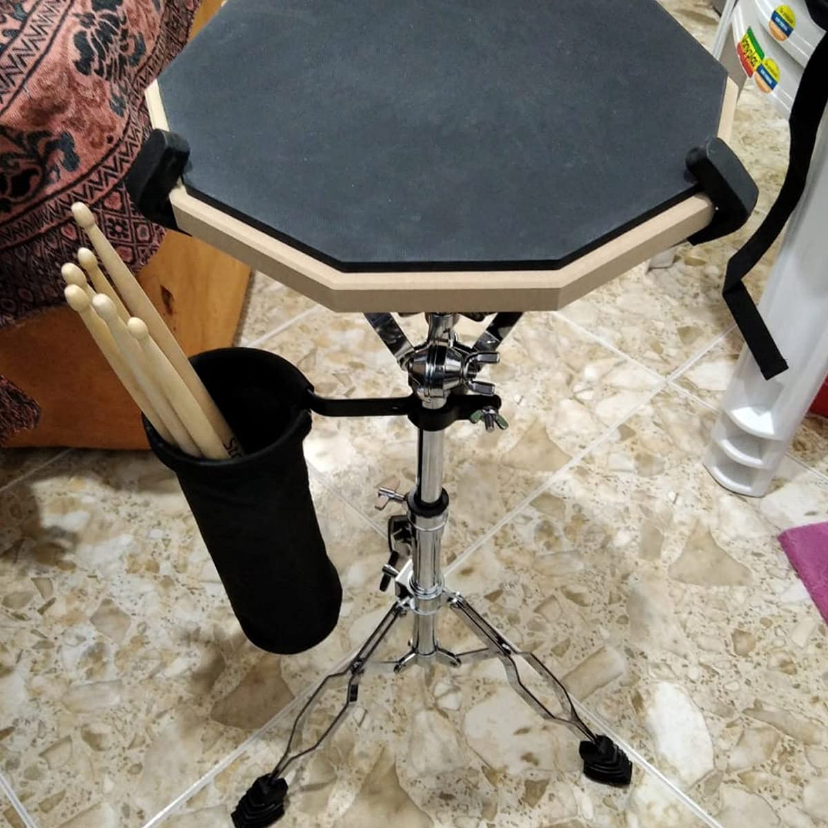 Drumstick Container Bag, Drum Stick Holder Drumstick Nylon Bag for Drum Set Clamp on Stick Holder Bag Container(black) black - Image 6