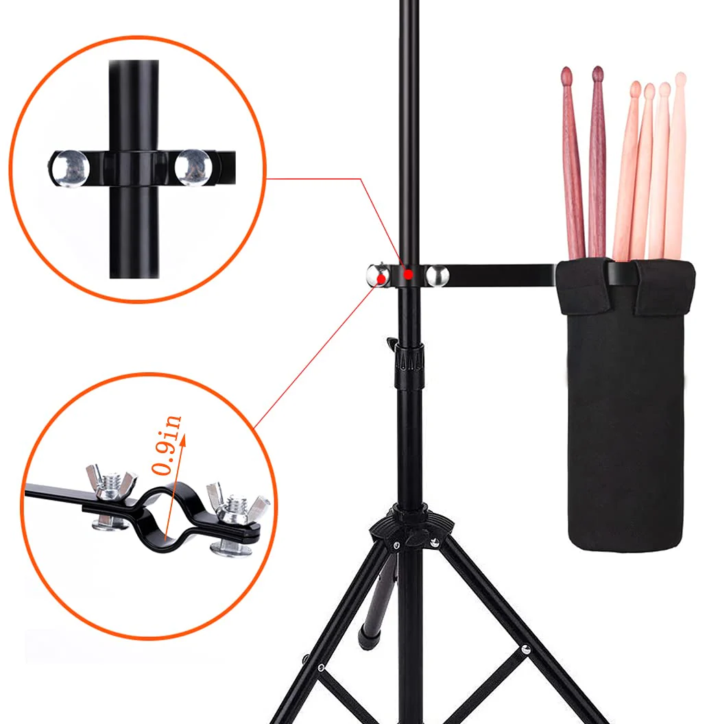 Drumstick Holder, Drum Sticks Holder for Drum Set Drum Stick Holder Screw Fixation Bag Container - Image 4