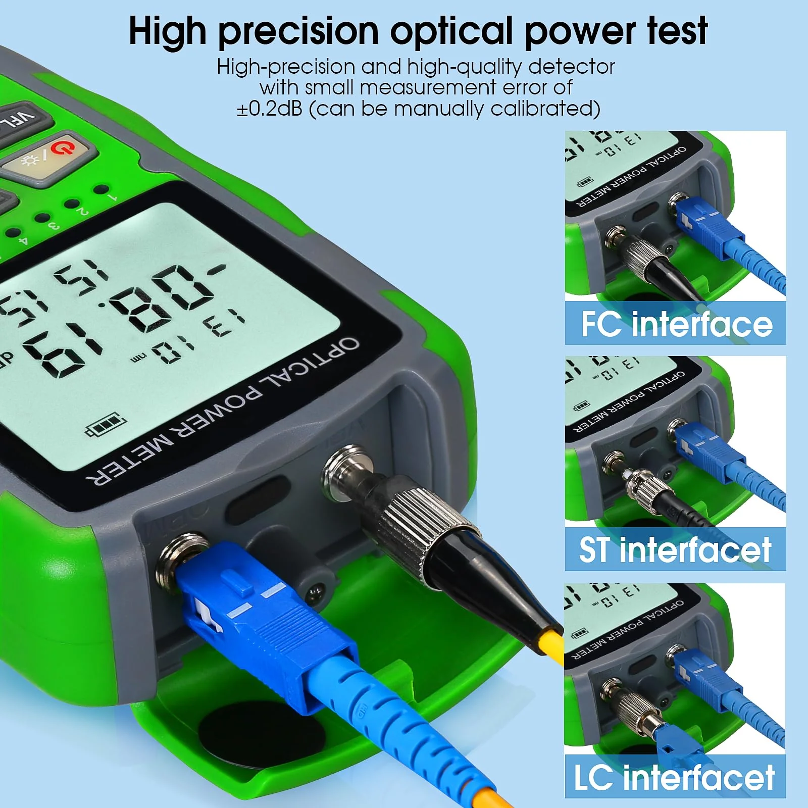 Dry Cell A-M70 OPM Portable Fiber Optic Power Meter Integrated Machine 50 (FC/SC/ST) & RJ45 Network Test Portable Fiber Optic Tester ‑70 to +10 1pc FC to LC Adapter - Image 2