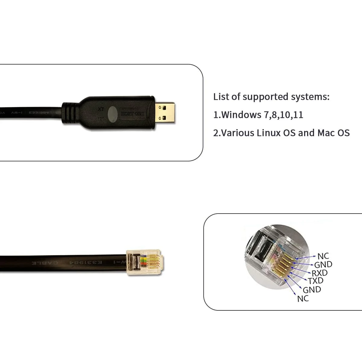 DSD TECH SH-RJ12C USB to RJ12 6P4C RS232 Serial Cable for APC PDU ATS(5.9FT/1.8M) - Image 3