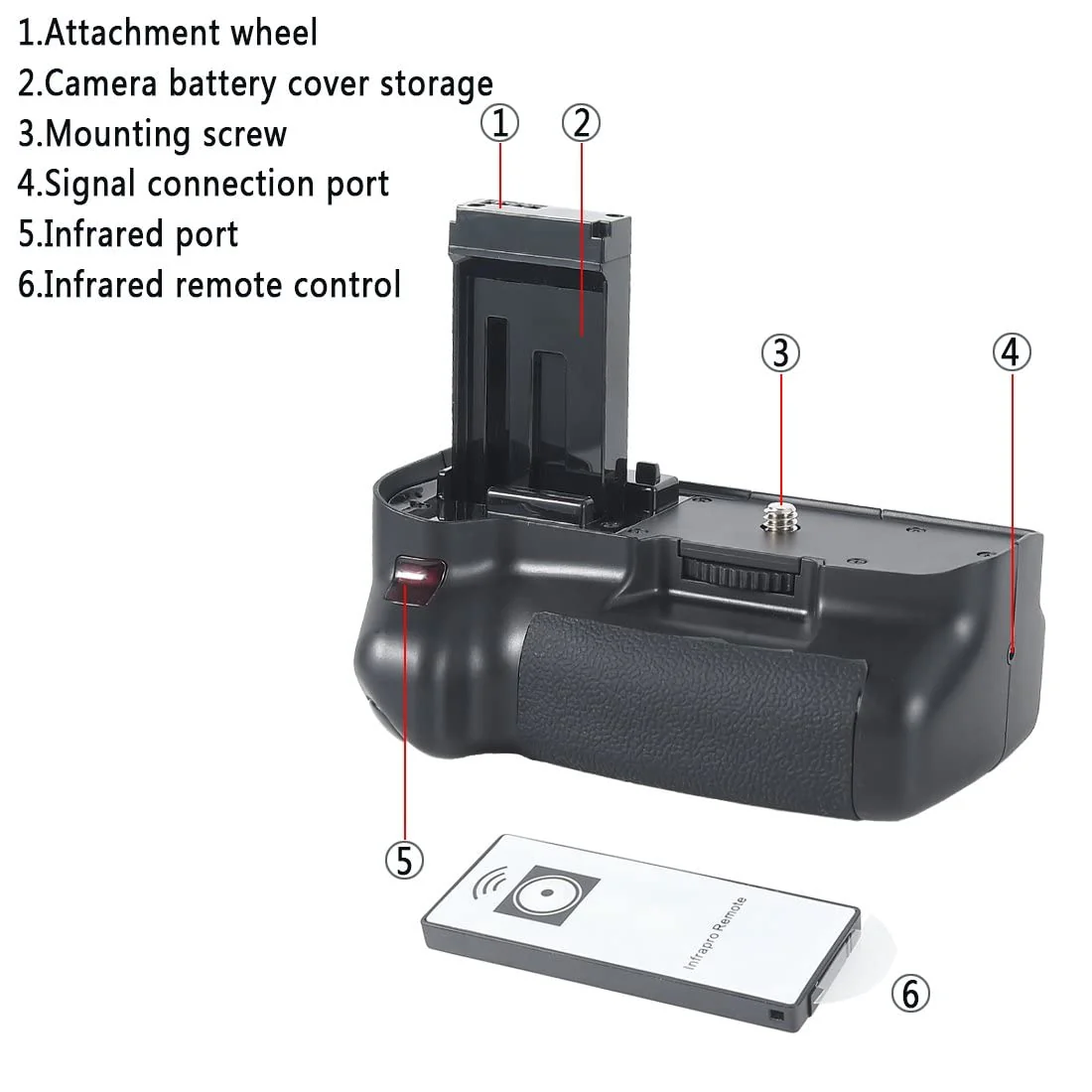 DSTE Replacement for Pro IR Remote 100D Vertical Battery Grip Compatible Canon EOS 100D Rebel SL1 SLR Digital Camera as LP-E12 - Image 6
