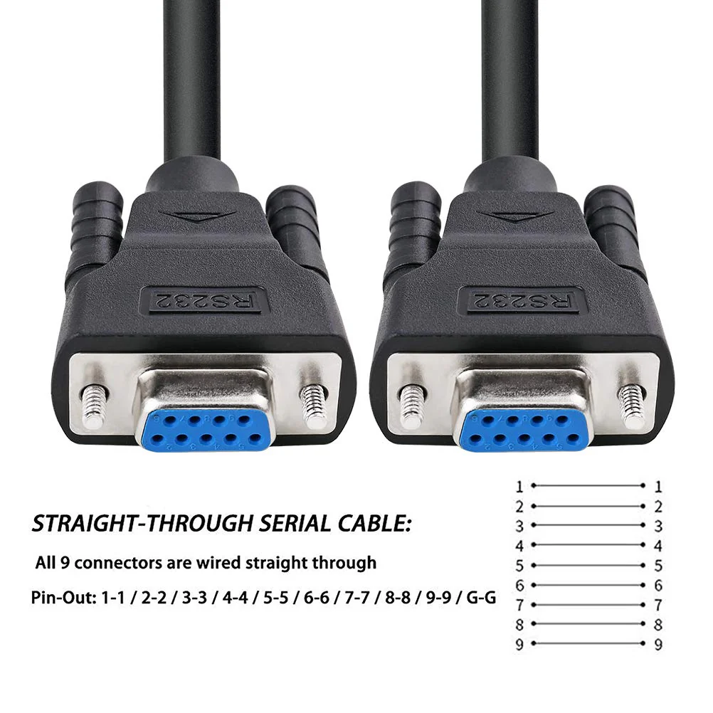 DTech 15 ft Straight Through Serial DB9 Cable Female to Female 9 Pin COM Port Cord for Data Communication (5 Meter. Black) 15ft - Image 3