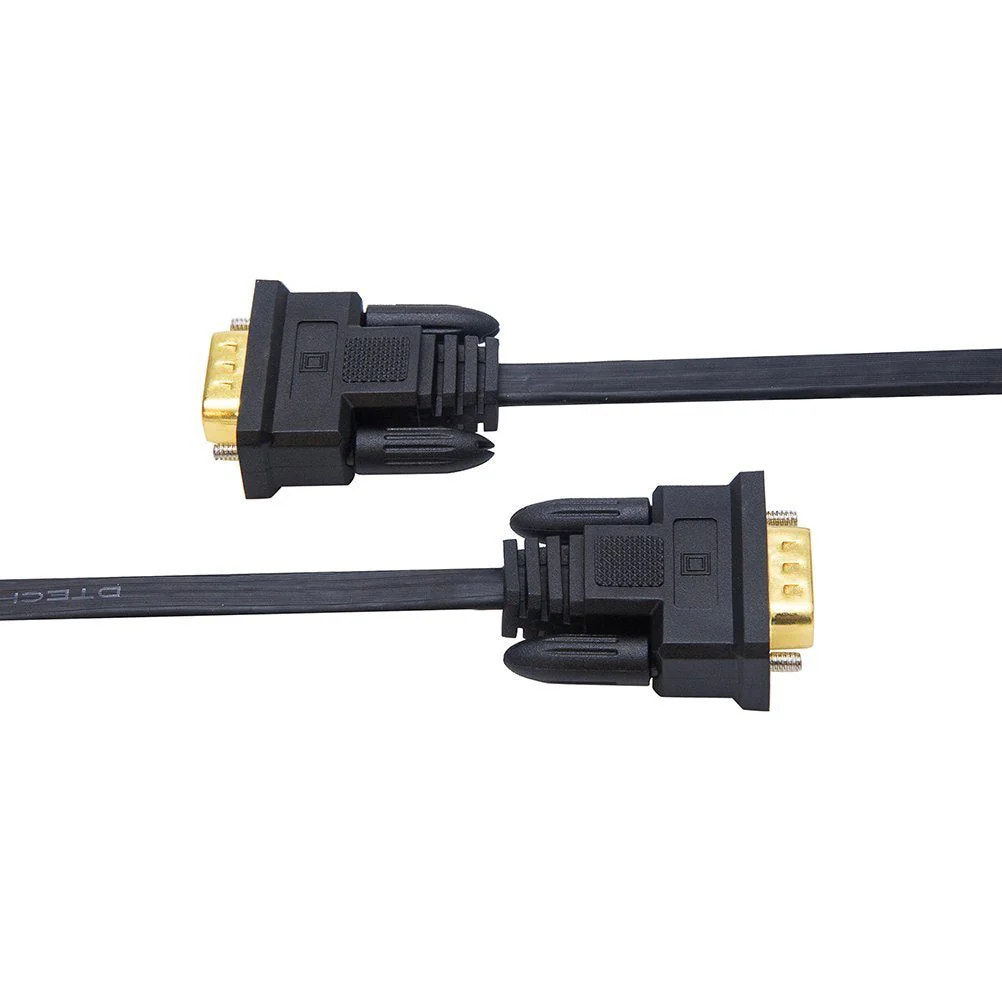 DTECH 25ft Ultra Thin Flat Type Computer Monitor VGA Cable Standard 15 Pin Male to Male Connector SVGA Wire 25 Feet - Black - Image 3