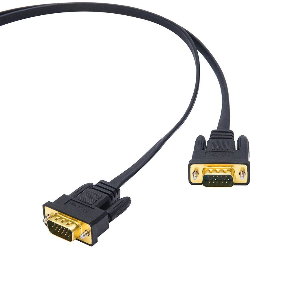 DTECH 25ft Ultra Thin Flat Type Computer Monitor VGA Cable Standard 15 Pin Male to Male Connector SVGA Wire 25 Feet - Black - Image 4