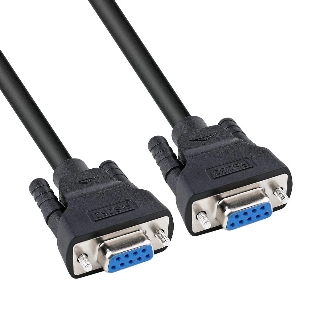 DTECH 6 ft RS232 Serial Cable Female to Female 9 Pin Straight Through (Black, 2 Meters) 6ft