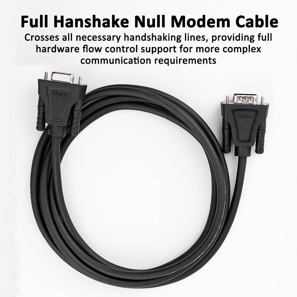 DTech DB9 RS232 Serial Cable Male to Female Null Modem Cord Full Handshaking 7 Wire Crossover for Data Communication Computer Switch Router (1.5 Feet, Black) 1.5ft - Image 5