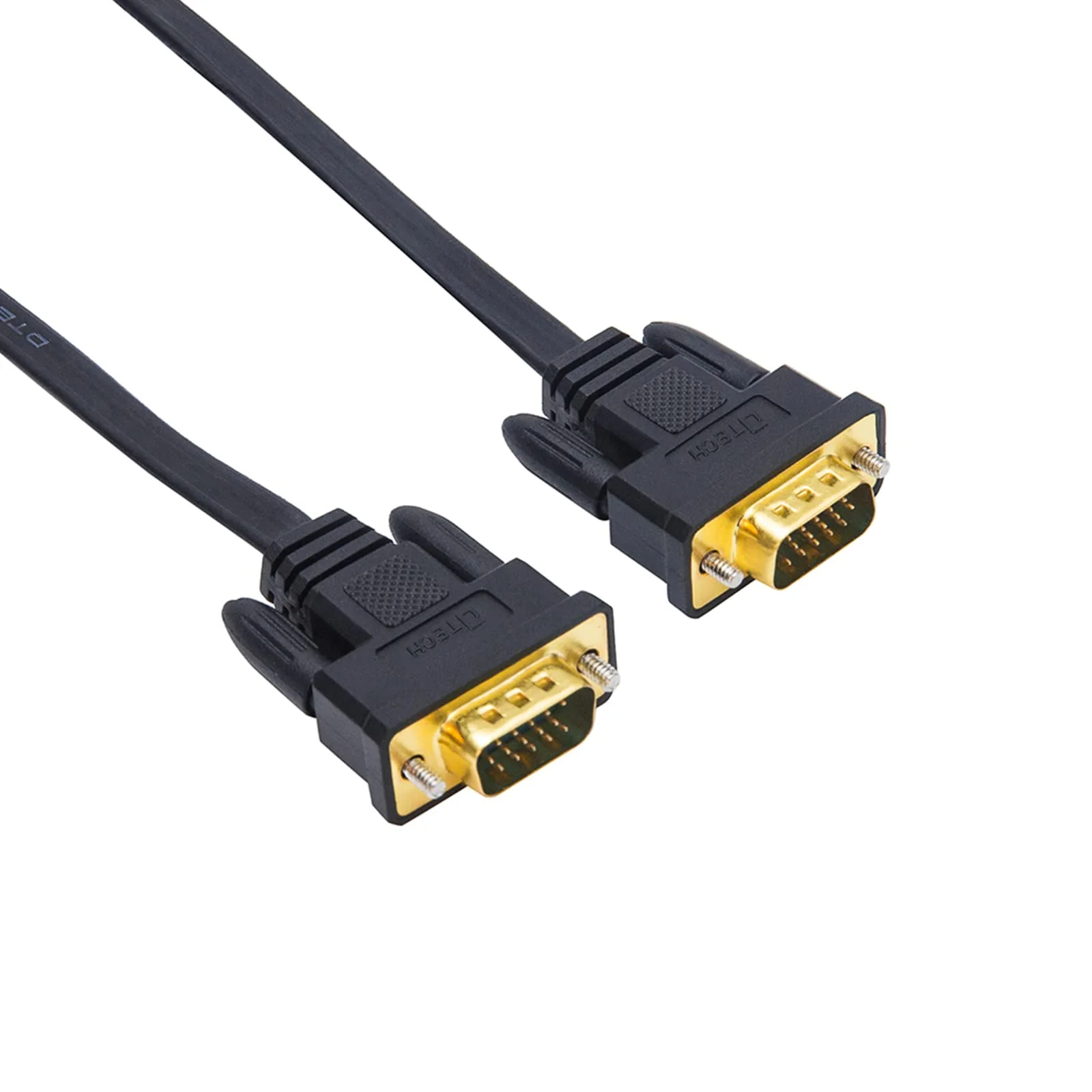 DTech Thin Computer Monitor VGA Cable 6ft Standard 15 Pin Connector Male to Male VGA Cord Flat Wire for Desktop (6 Feet, Black)