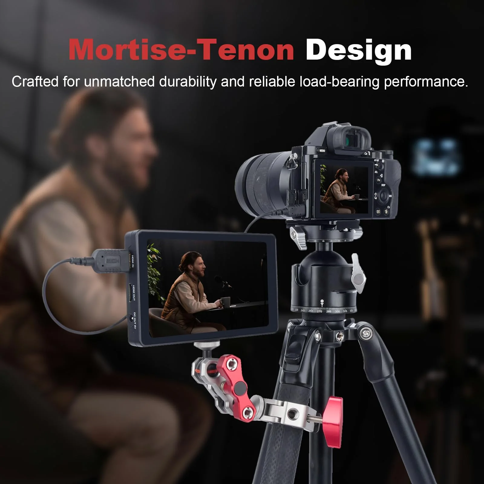 Dual Ball Head Camera Mount with 360 Degree Adjustment - Aluminum Alloy Clamp for Insta360/GoPr0/Camera Cage/LED Light/Microphone - 1/4" & 3/8" Screw Holes with Anti-Slip Design 61013 - Image 3