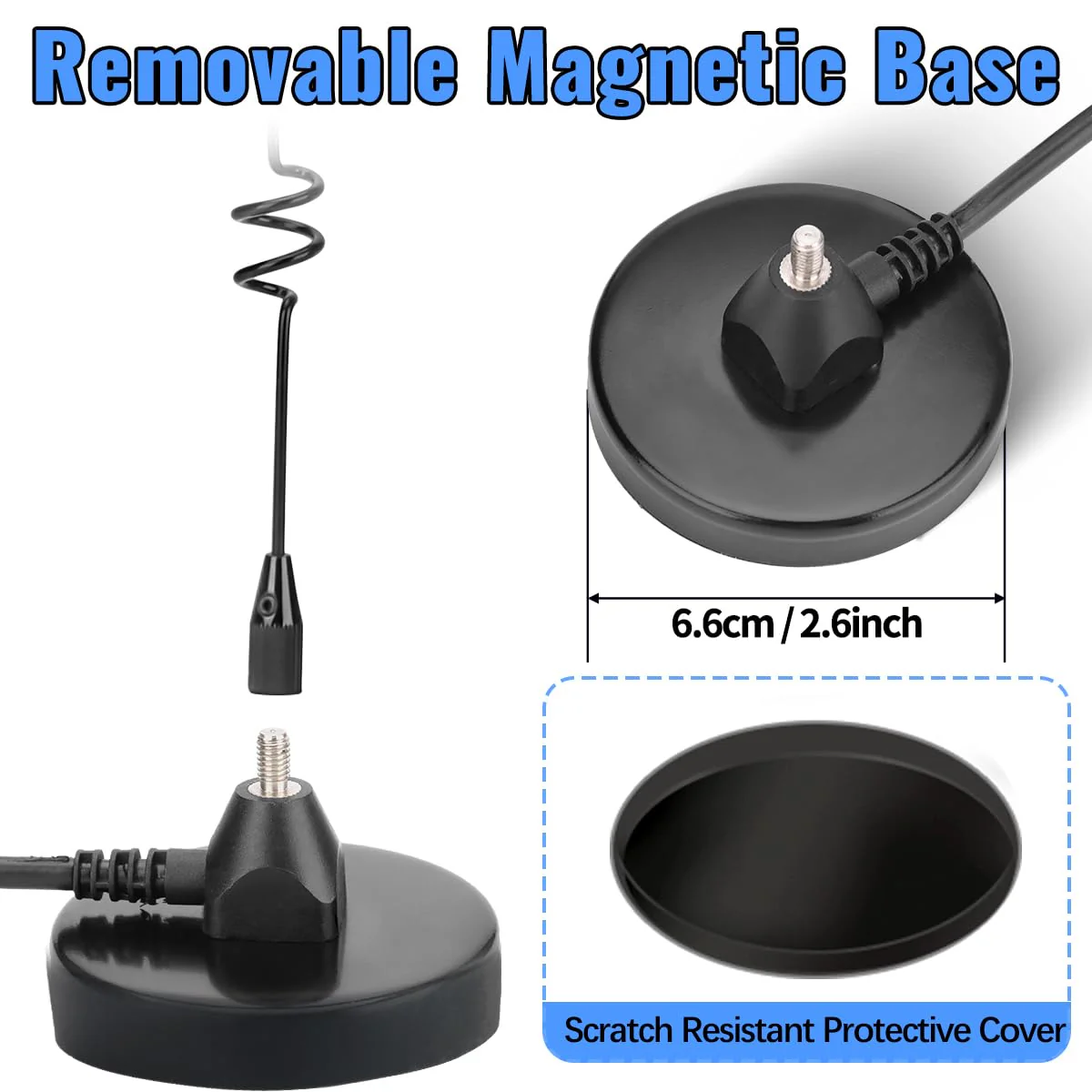 Dual Band Mobile Radio Magnetic Base Heavy Duty Mount Whip Antenna Kit with PL-259 Connector,16.4ft RG58 Cable Compatible for VHF UHF GMRS Car Truck Handheld Ham Radio Two Way Radios Antennas - Image 7