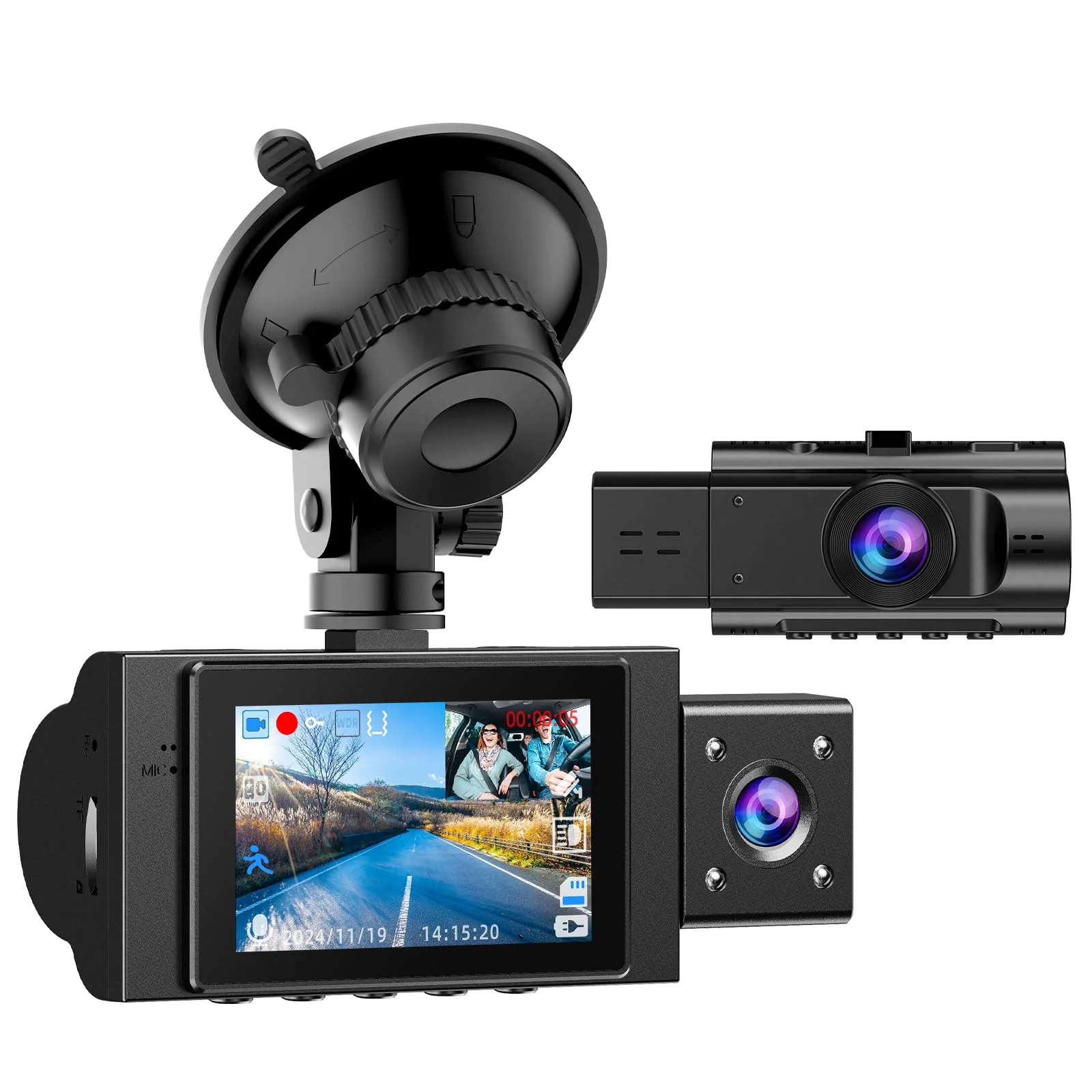 Dual Dash Cam Front and Inside FHD 1080P Dash Camera for Cars Dashcams for Cars with Infrared Night Vision, Car Camera Driving Recorder 24H Park Monitor Motion Detection G-Sensor for Taxi Uber Front and Inside without card