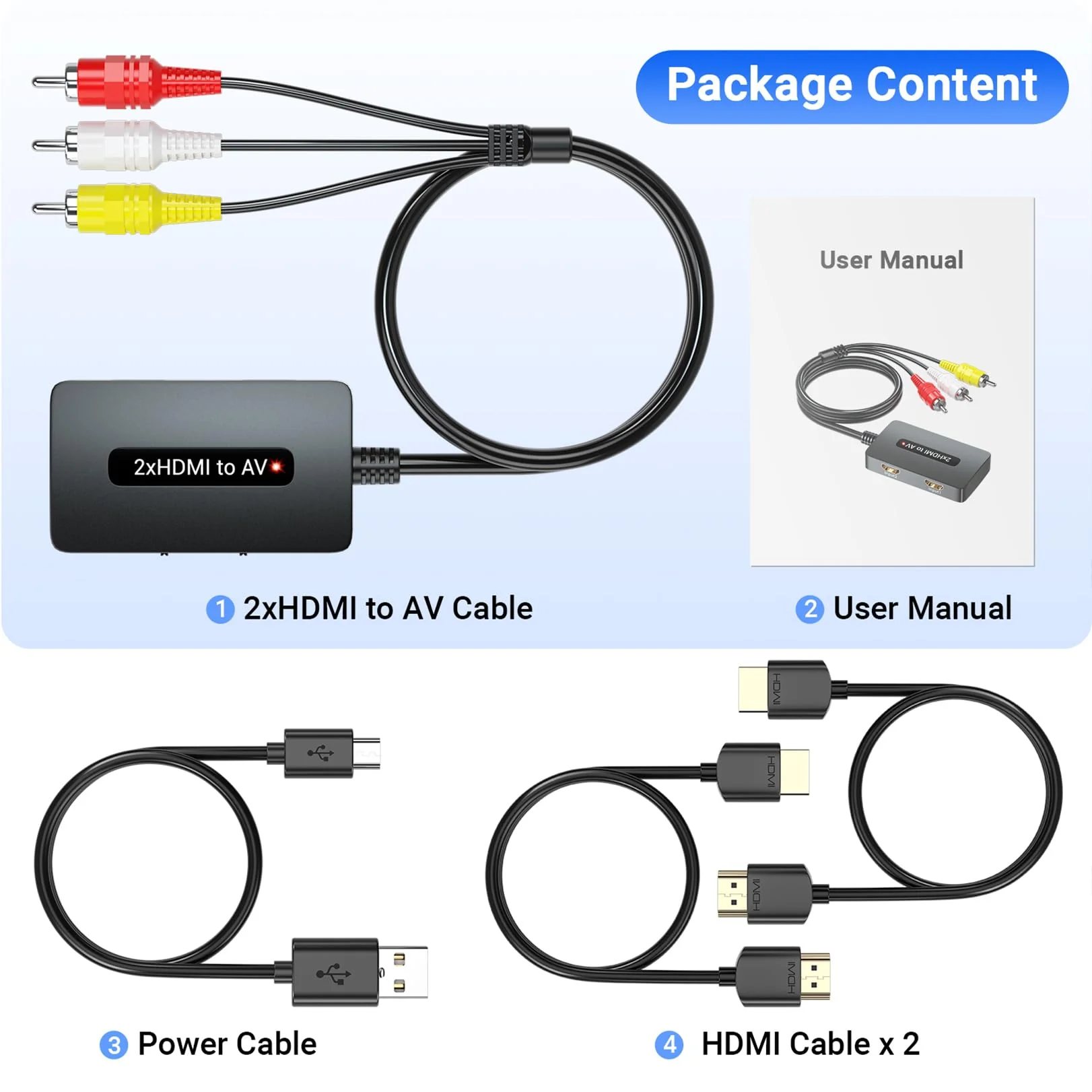 Dual Port HDMI to RCA AV Converter, Support 2 Port HDMI in and Select One to Display on Old TV with RCA(Yellow/White/Red), Compatible with PS3/4, DVD, TV Sticks - Image 6