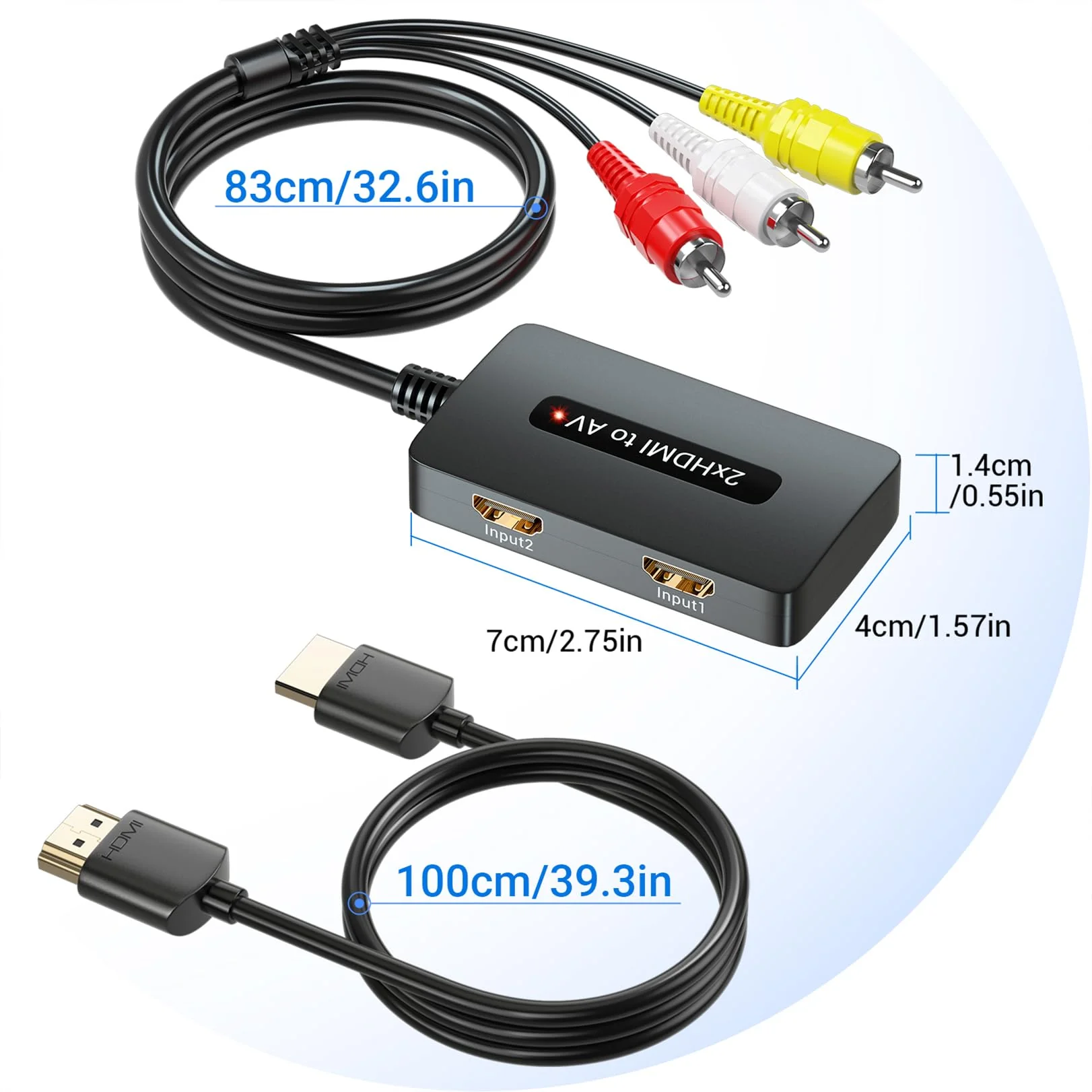 Dual Port HDMI to RCA AV Converter, Support 2 Port HDMI in and Select One to Display on Old TV with RCA(Yellow/White/Red), Compatible with PS3/4, DVD, TV Sticks - Image 7