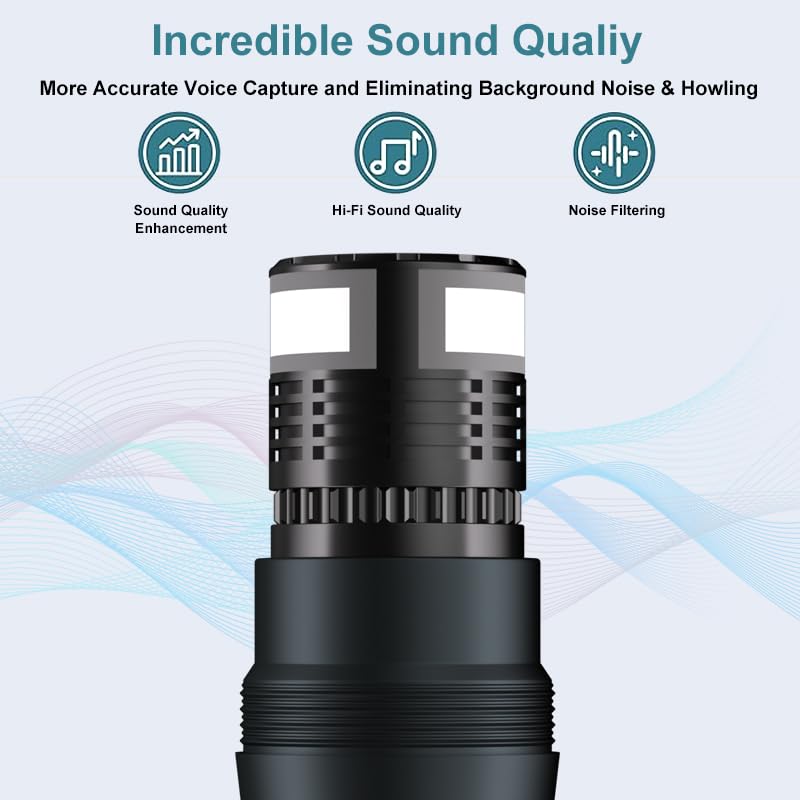 Dual UHF Wireless Microphone System - 2 Handheld Mics, 160ft Range, Noise Cancelling & Rechargeable for DJ/Live Performance, Business Meeting, karaoke singing mic, Recording Anti-Interference - Image 7