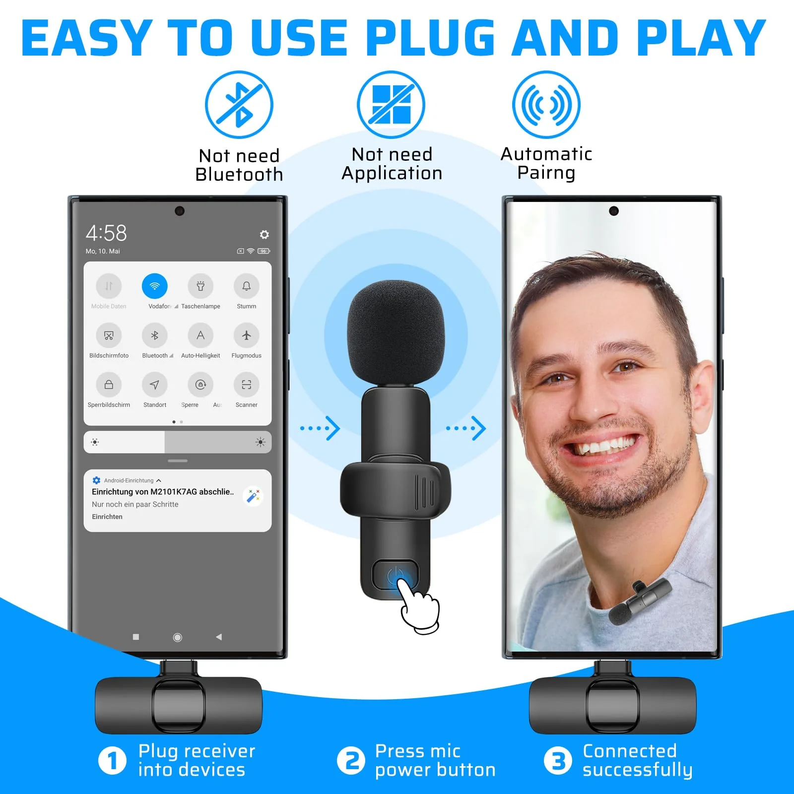Dual Wireless Lavalier Microphone for iPhone, iPad - Perfect for Video Conferencing, Recording, and Live Streaming - Image 2