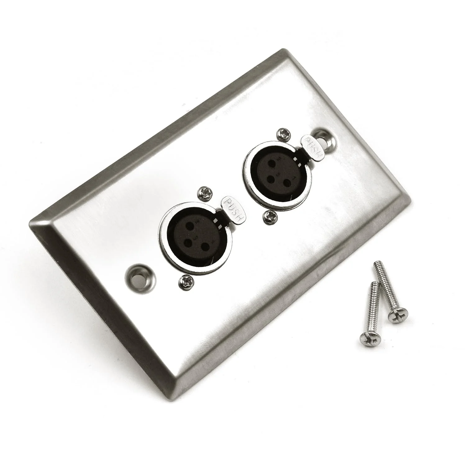 Dual XLR Plugs and Plates Audio Speakers Dual XLR Female Connectors Stainless Steel Wall Plate (2pack) Silver Dual XLR Female Plate(V) - Image 5