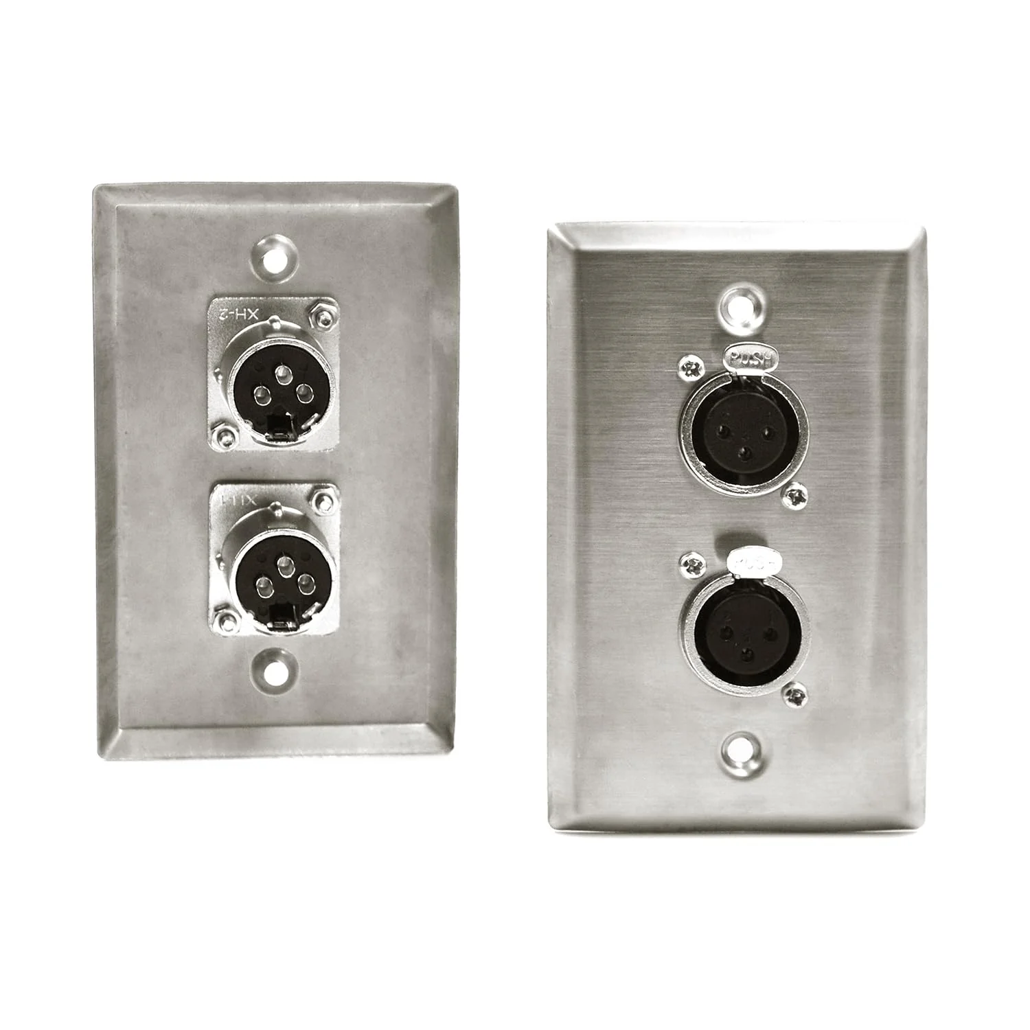Dual XLR Plugs and Plates Audio Speakers Dual XLR Female Connectors Stainless Steel Wall Plate (2pack) Silver Dual XLR Female Plate(V) - Image 7