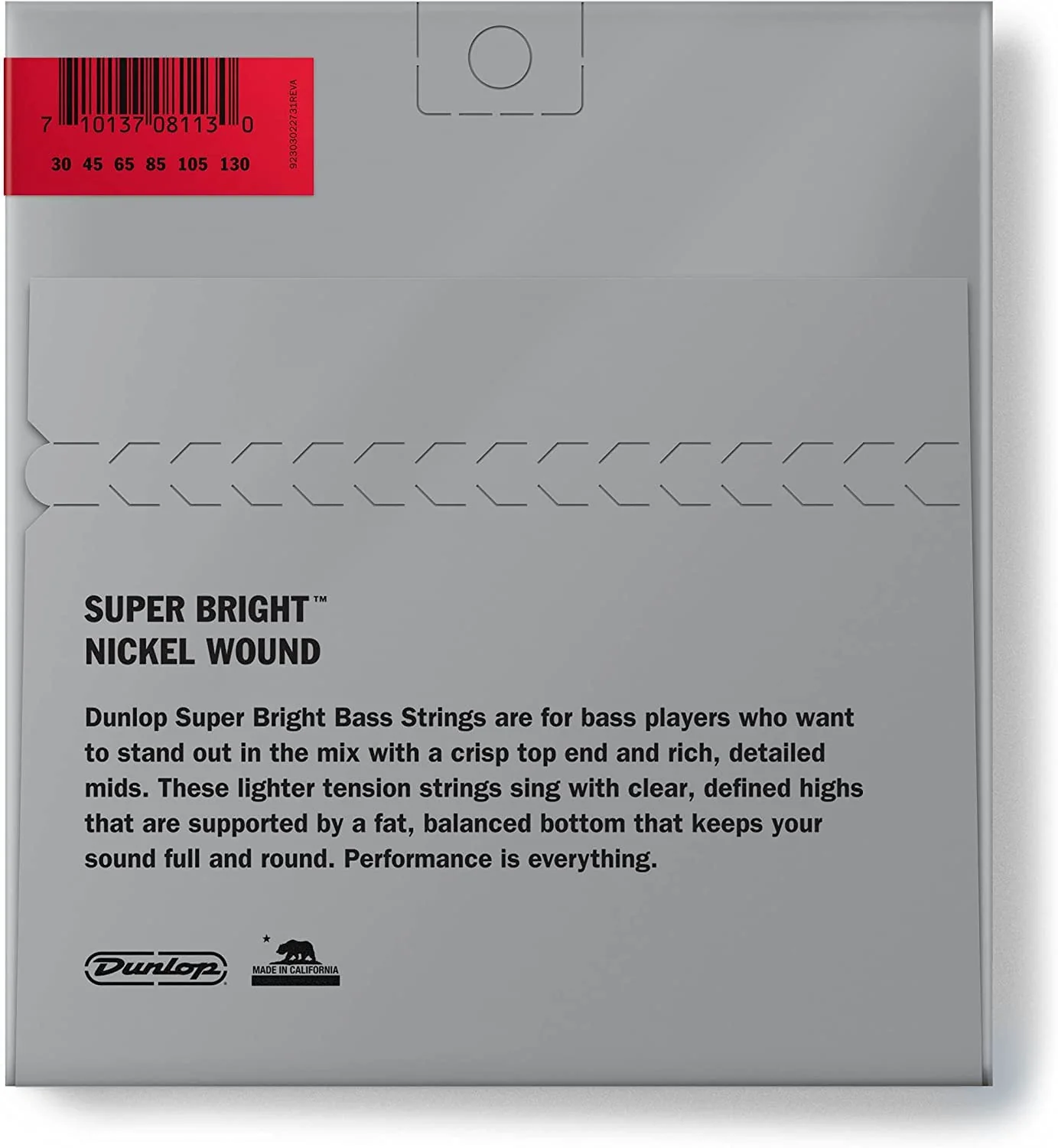 Dunlop DBSBN30130 Super Bright Bass Strings - Nickel Wound - Medium, .030-.130, 6 Strings/Set (3 Pack) - Image 3