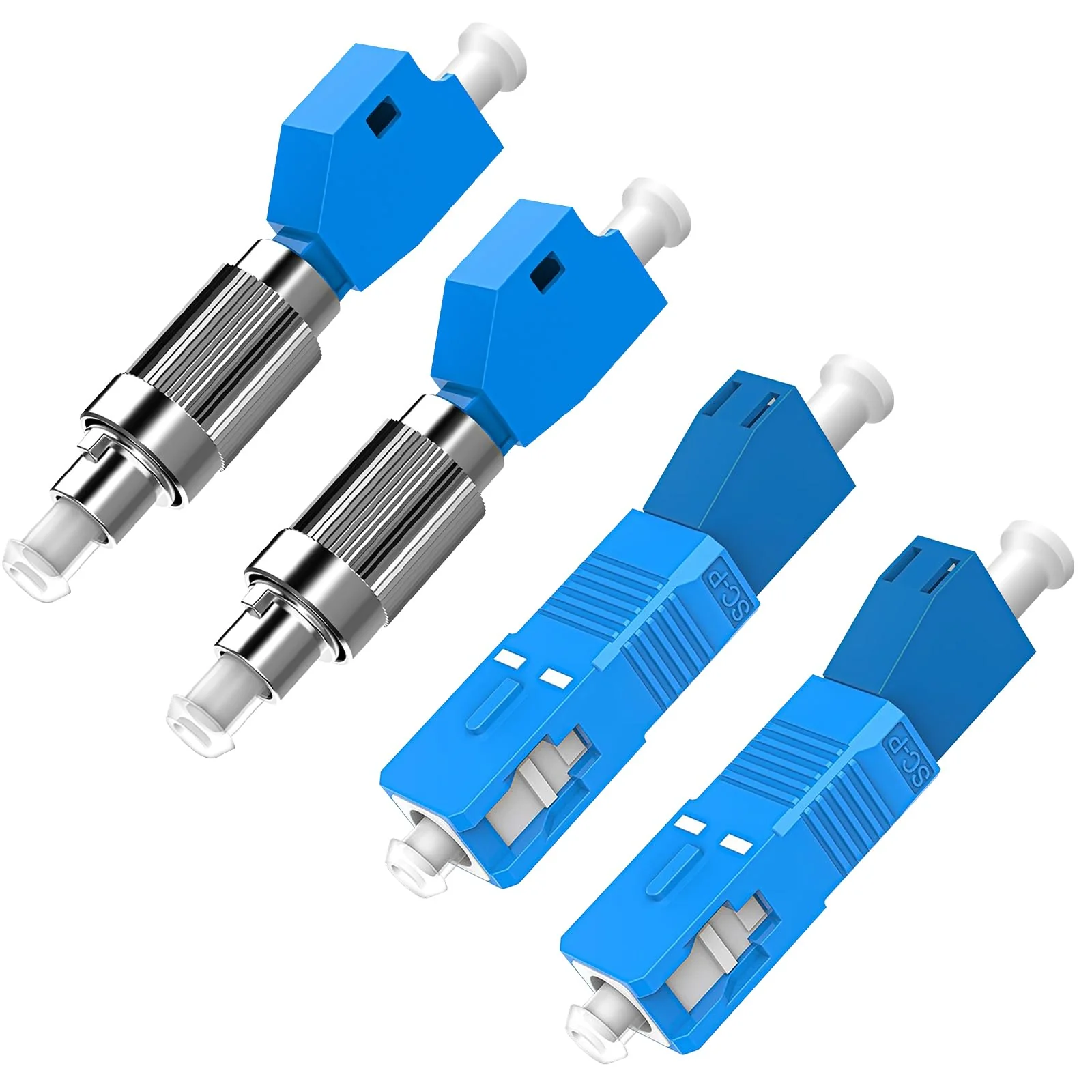 Duttek 2PC FC Male to LC Female Fiber Adapter and 2PC SC Male to LC Female Adapter Hybrid Flange Single Mode 9/125um Optical Fiber Convertor Adaptrt for Optical Power Meter 4 Pack 2 Styles