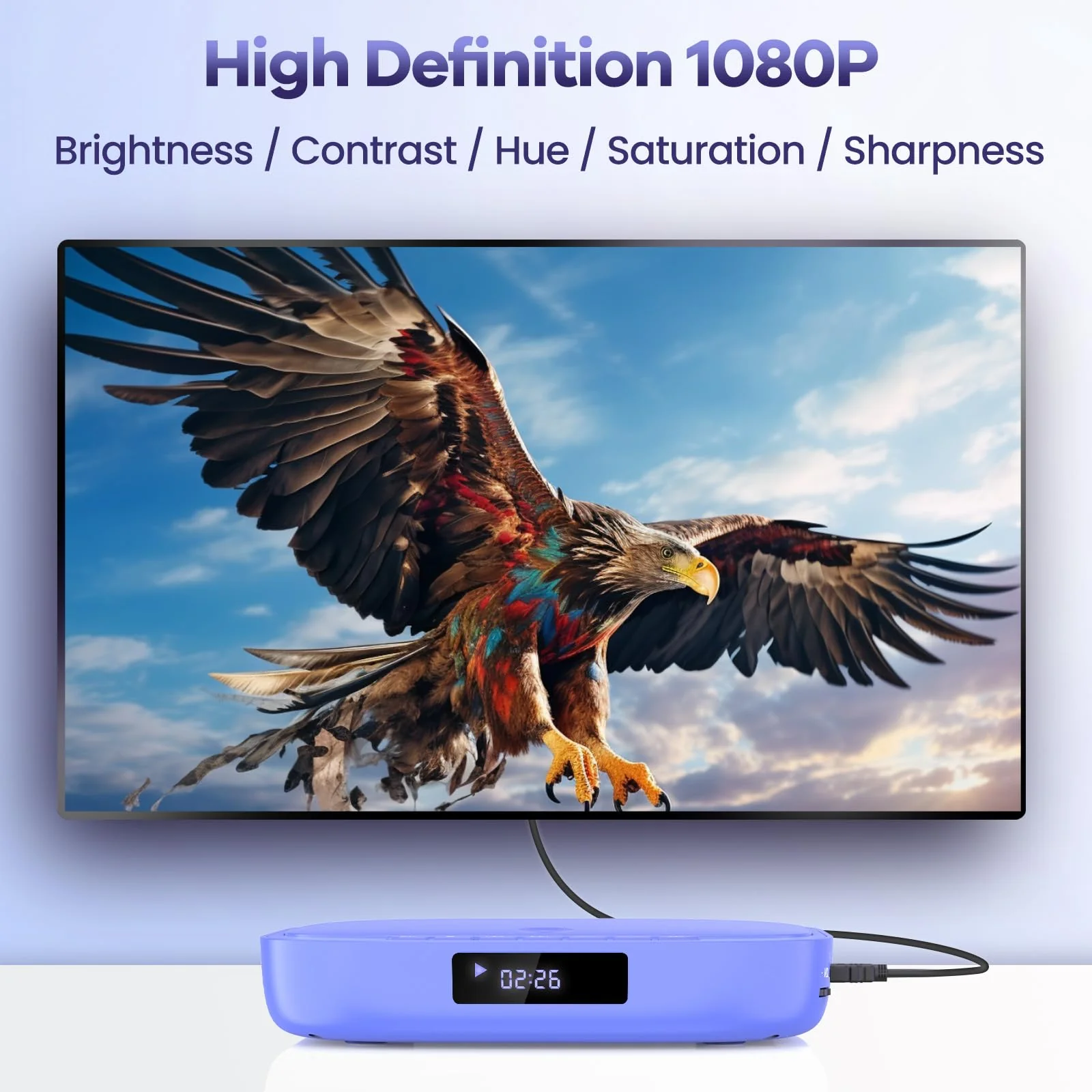 DVD Players for TV Desobry Mini DVD Player HDMI RCA Output 1080P HD All Region Free DVD CD Player with Remote Control, Compact Disc Player for Smart TV Support USB/TF Card, PAL/NTSC - Image 3