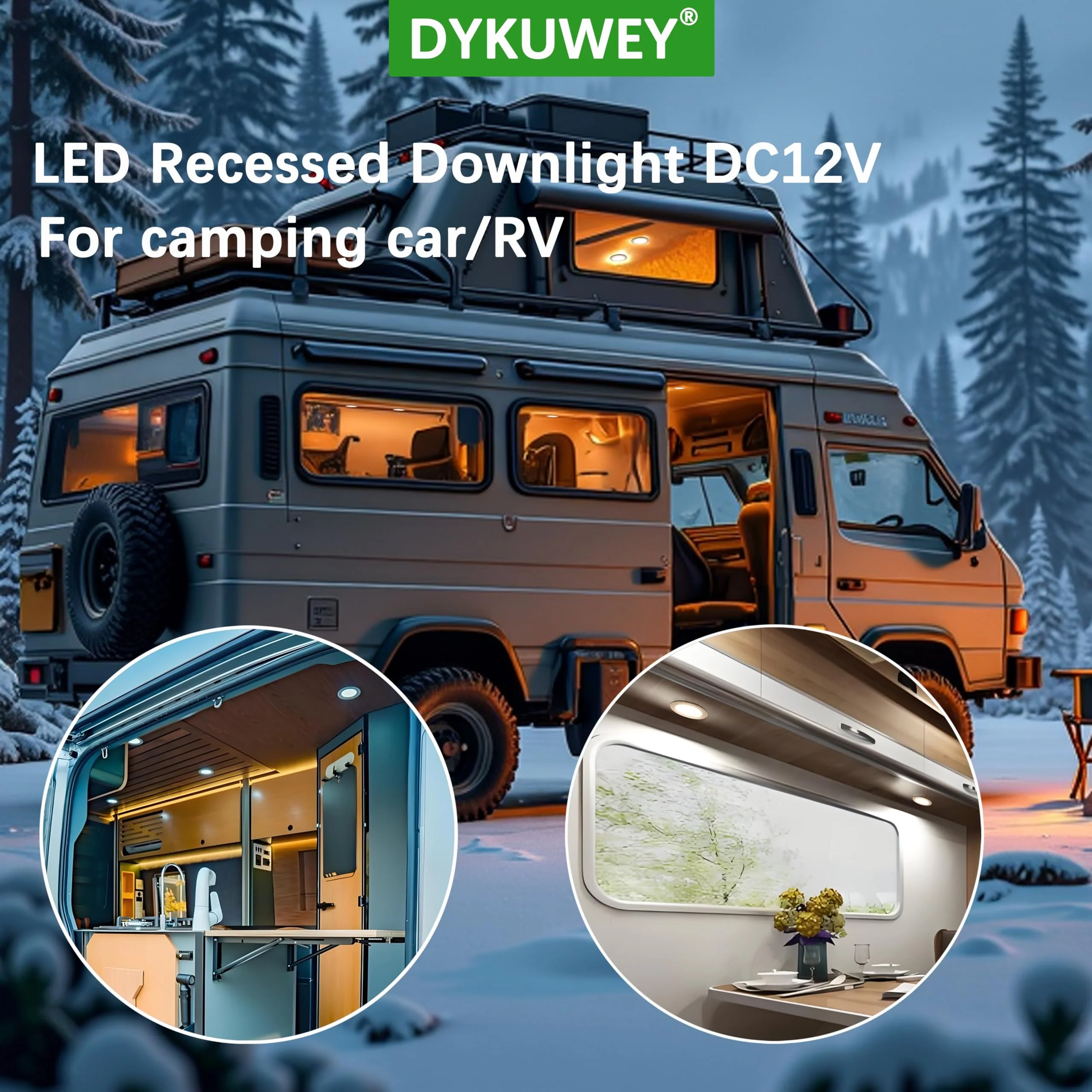 DYKUWEY Set of 4 LED Recessed Spotlights, 12 V, 3 W, Recessed Spotlights, LED Flat Hole 55-58 mm and 14 mm Flat, LED Spot 12 V IP44 Dimmable Ceiling Spotlight, Furniture Recessed Spotlights (Nickel Nickel Warm White 3000 K - Image 7