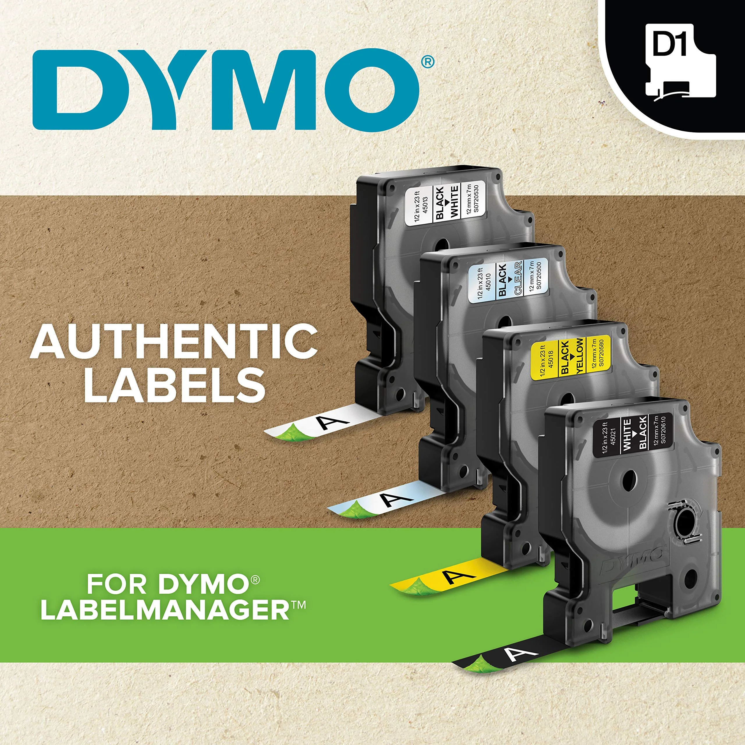 DYMO D1 Labels, 1/2-Inch x 23-Foot Roll, Black Print on White, Self-Adhesive, For LabelManager Label Makers 1 Pack - Image 6