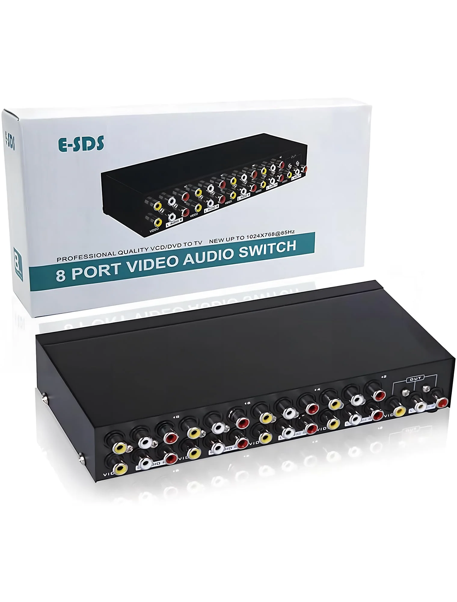 E-SDS 8-Way RCA Switch AV Switcher 8 in 1 Out Composite Video L/R Audio Selector Box for DVD STB Game Consoles - Image 7