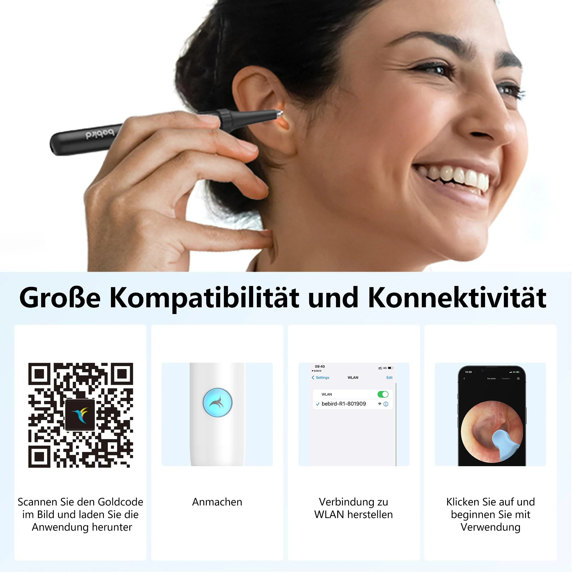 Ear Wax Remover Otoscope: 1080P WiFi Ear Cleaner Camera, IP67 Waterproof Ear Cleaner, 360° Wide Angle Ear Cleaning Camera, 3.5 mm Lens Ear Endoscope with 6 LEDs for iPhone, iPad and Android - Image 8