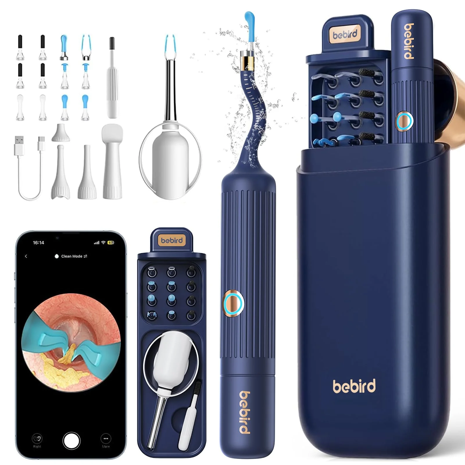 Ear Wax Remover Otoscope: 1920P HD WiFi Flexible Ear Cleaner with Camera - 2025 New 360° Wide Angle Ear Cleaner with Light for Ears/Nose/Neck Examinations Otoscope for Adults Children