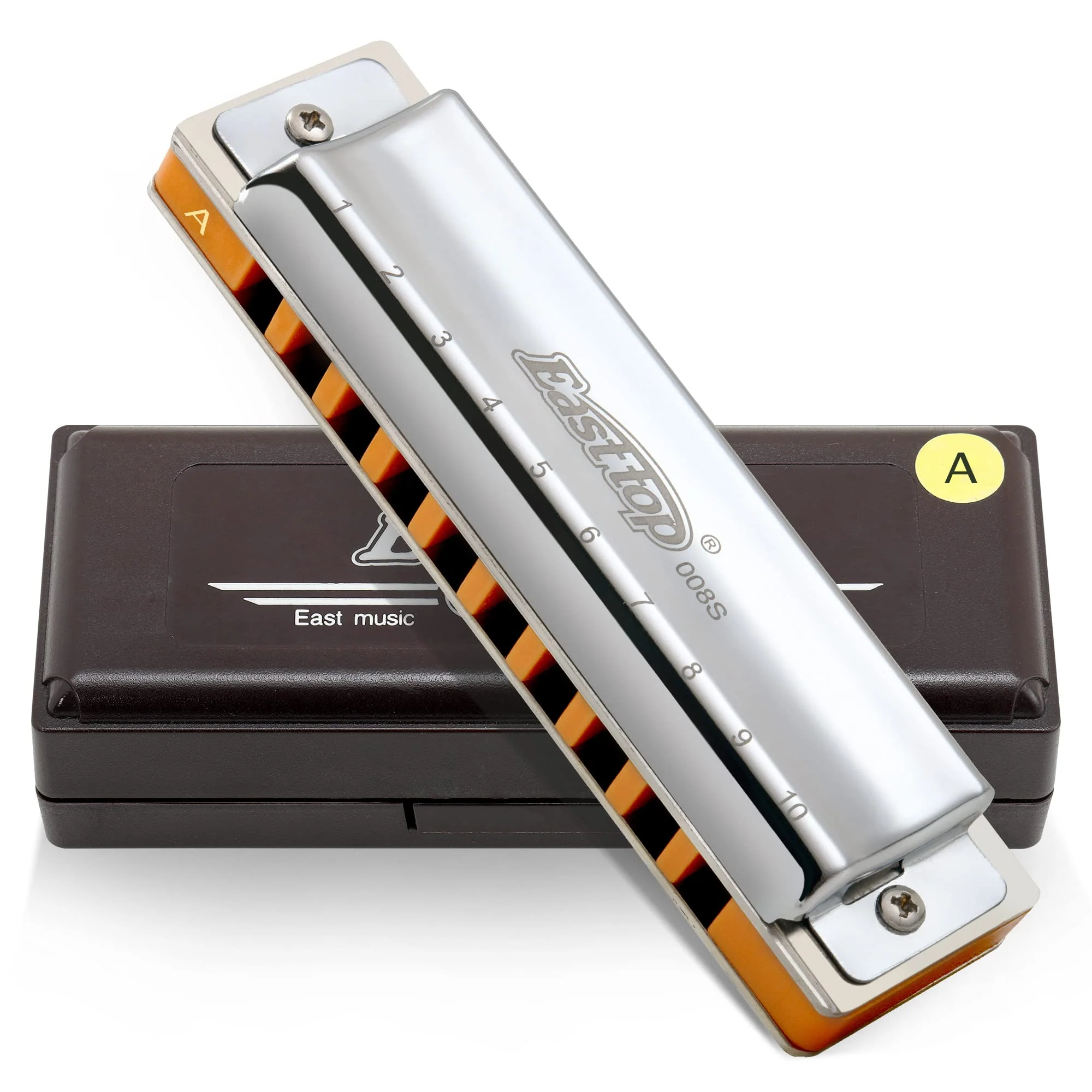 East top 10 Holes Professional Diatonic Blues Harmonica Key of A with Silver Cover, Probgrade Harmonicas For Adults, Professional Player and Students - Image 5
