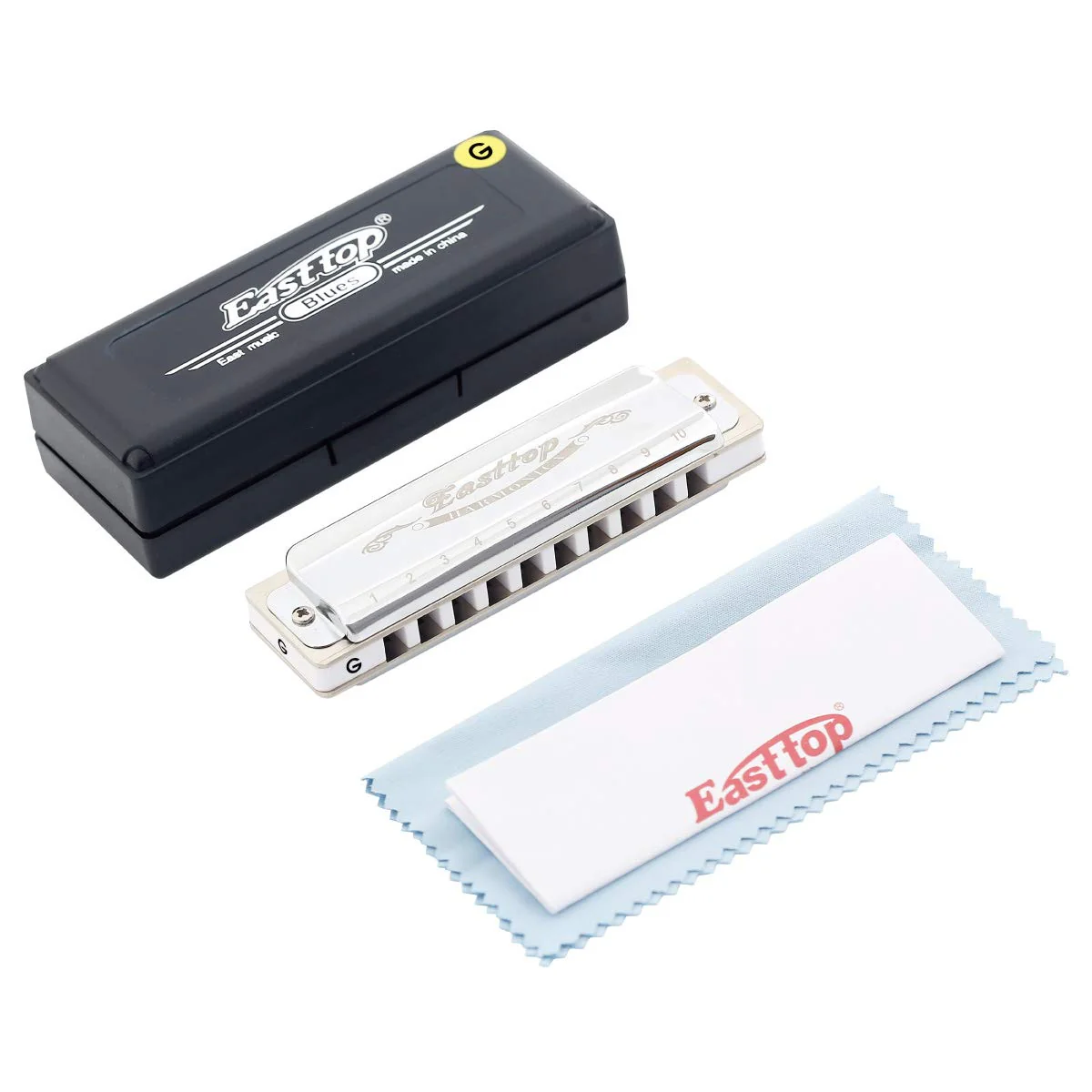 East top Diatonic Blues Harmonica 10 Holes Key of G Professional Diatonic Blues Mouth Organ T008, Silver Harmonica For Adults, Professional Player and Students - Image 6