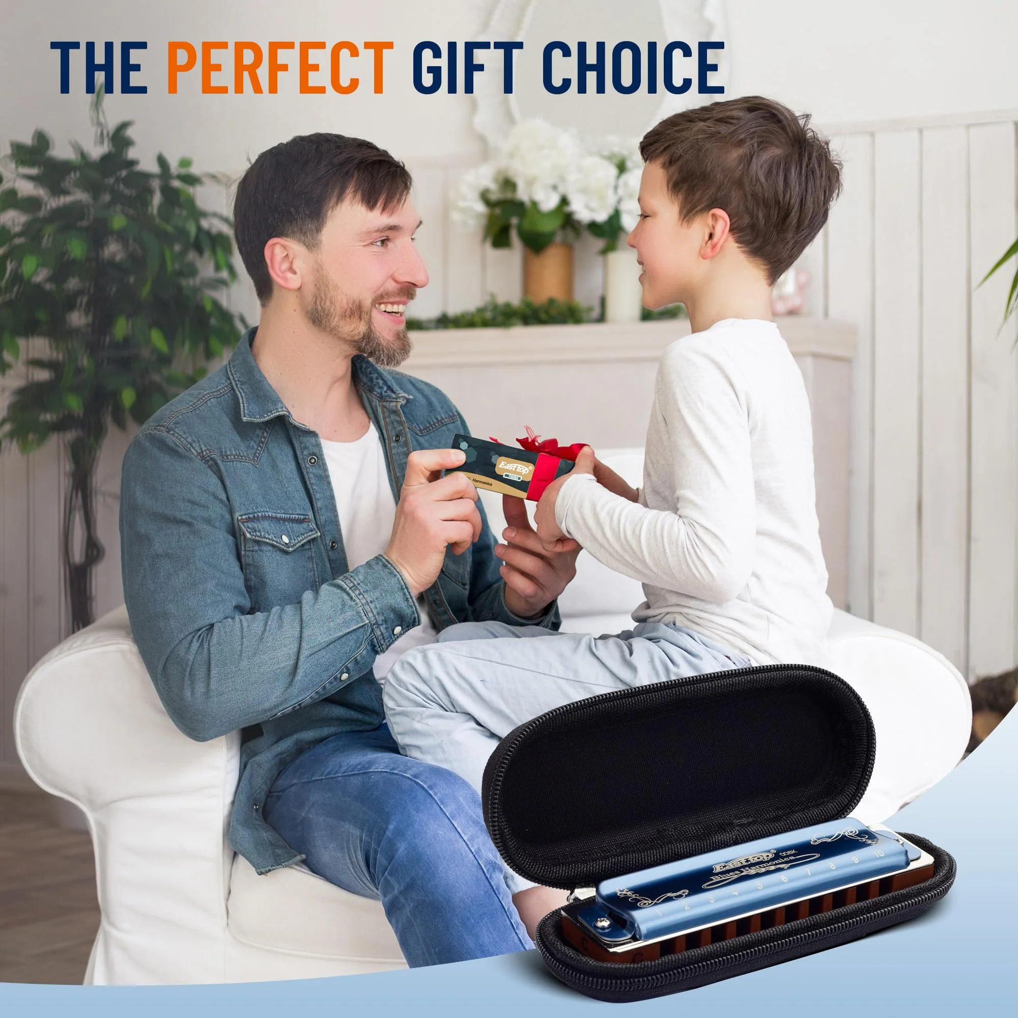 East top Diatonic Harmonica Key of A, 10 Holes 20 Tones 008K Diatonic Mouth Organ Harmonica with Blue Case,Standard Harmonica For Adults, Professionals and Students blue-A - Image 6