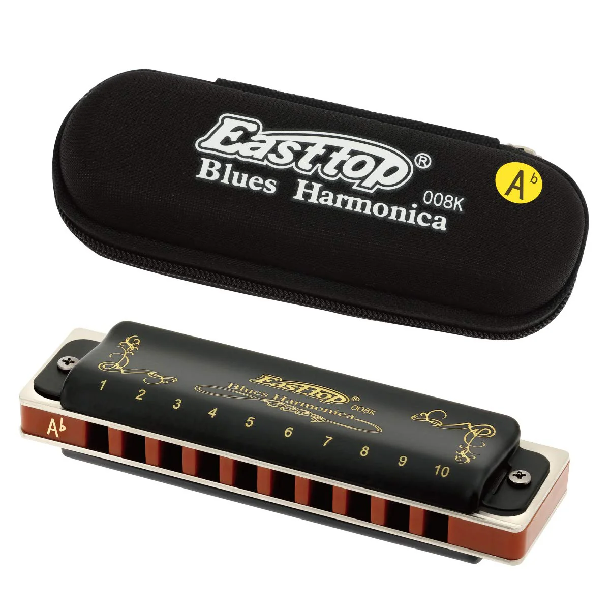 East top Diatonic Harmonica Key of Ab 10 Holes 20 Tones 008K Mouth Organ with Black Cover, Top Grade Harmonica for Adults, Professionals and Students - Image 8