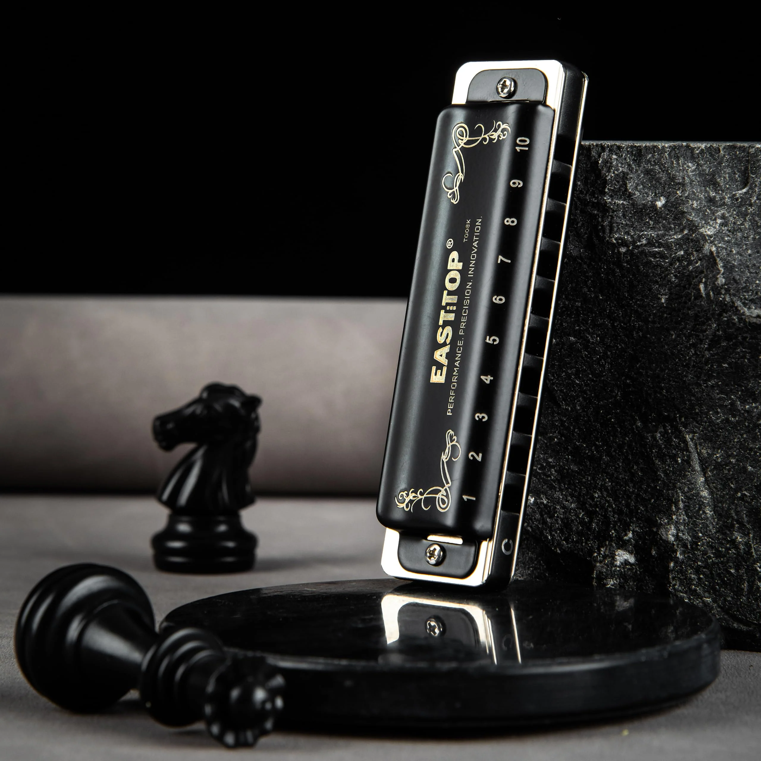 EAST TOP T008K 2.0 Update Harmonica Key of C, 10 Holes Diatonic Mouth Organ with Zipper Case, Standard Deluxe Harmonica For All Levels, Professionals, Beginners and Students, as a Gift BLACK-C - Image 4