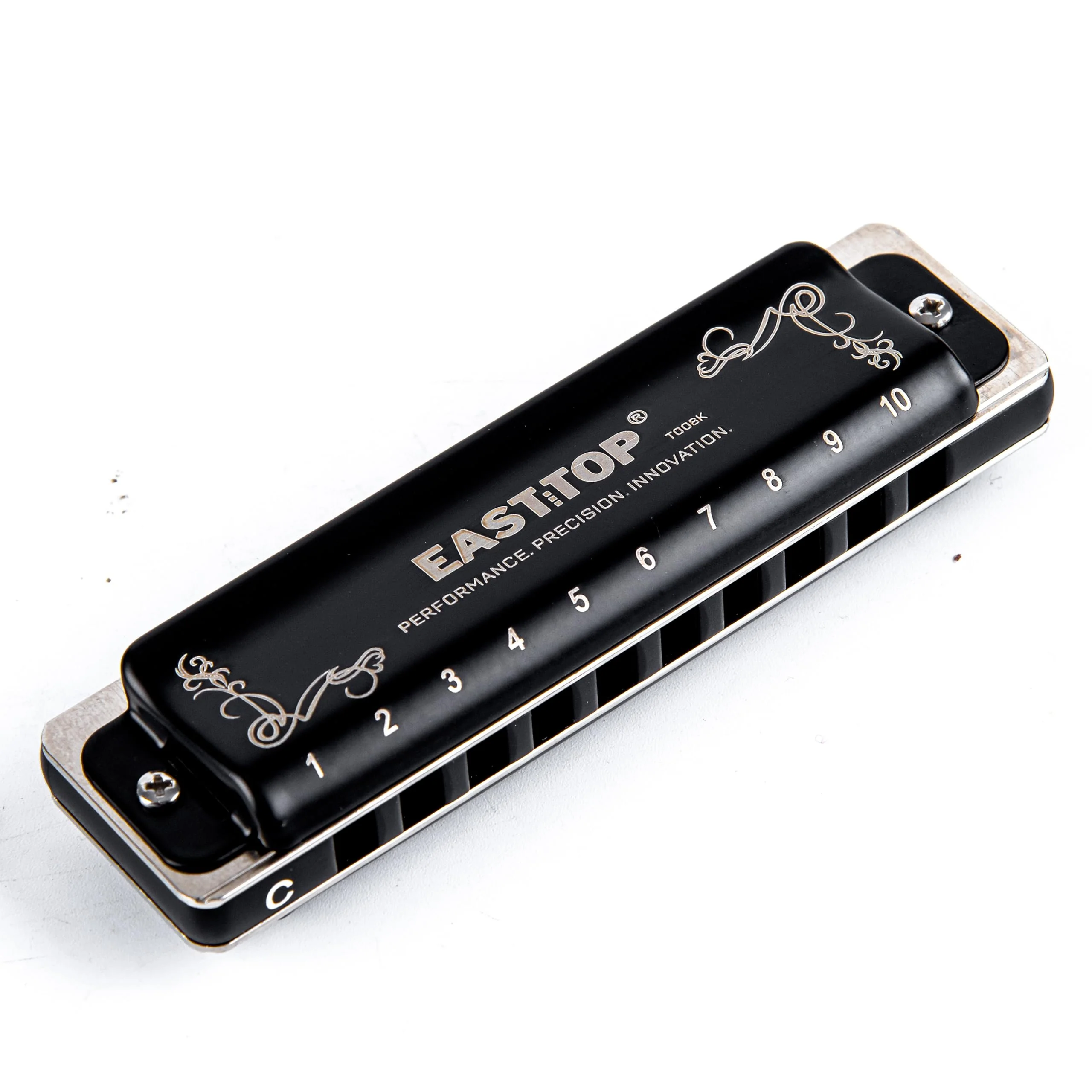 EAST TOP T008K 2.0 Update Harmonica Key of D, 10 Holes Diatonic Mouth Organ with Zipper Case, Standard Deluxe Harmonica For All Levels, Professionals, Beginners and Students, as a Gift BLACK-D - Image 2