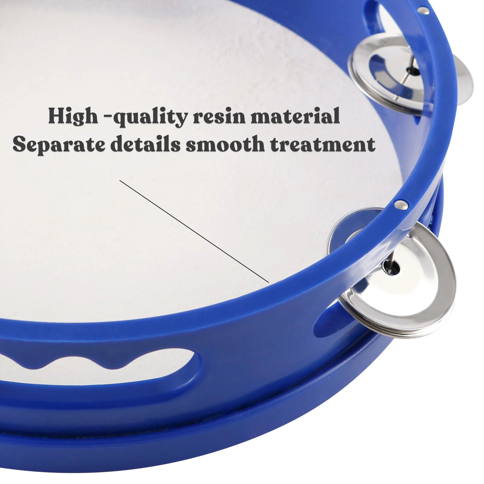EASTROCK 8 inch Tambourine Hand Held Drum Bell Birch Metal Jingles Percussion Musical Jingles Bell Tambourine Musical Instrument for KTV Party Church Blue - Image 5