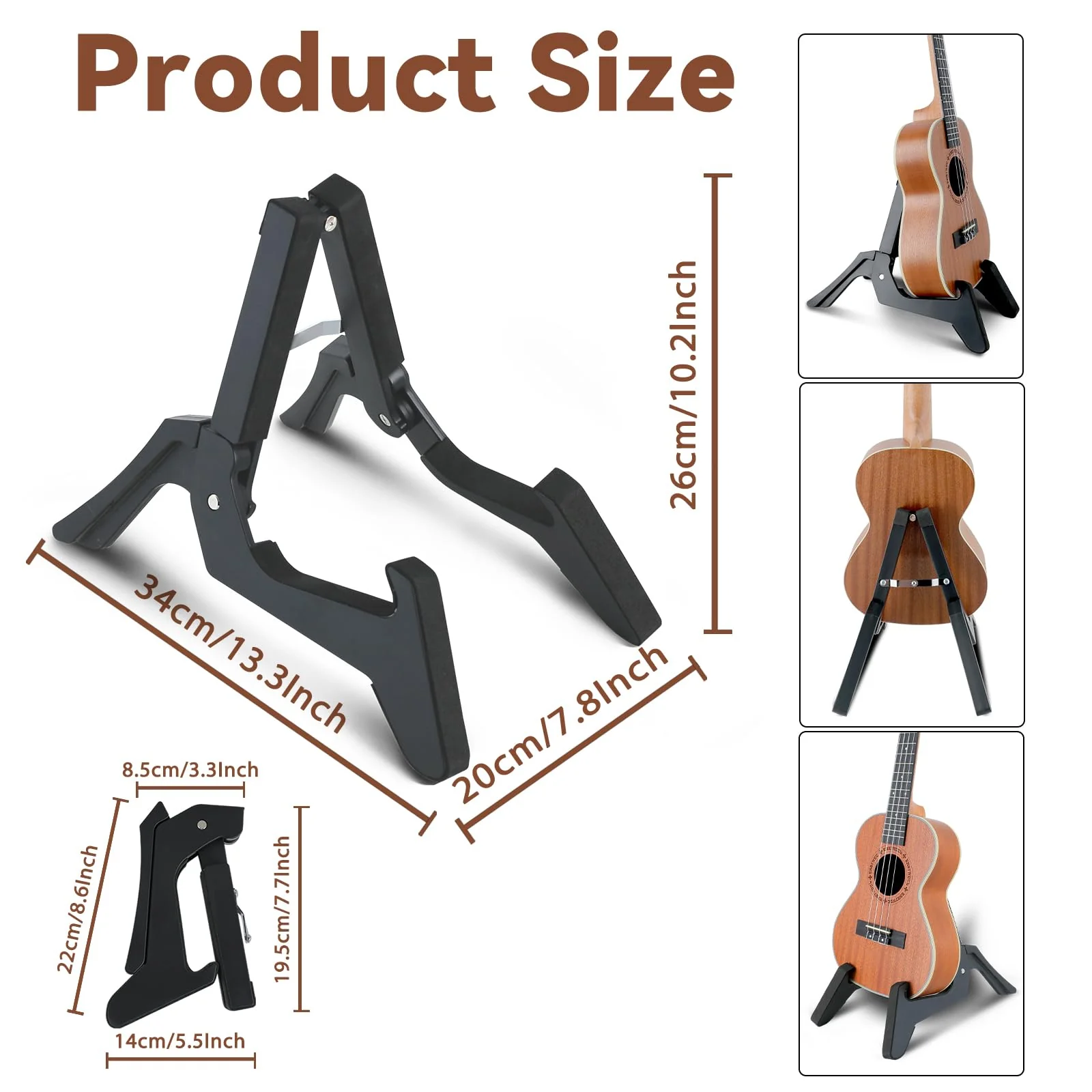 EASTROCK Folding Ukulele Stand ABS Stand for Mandolins/Violins Adjustable Portable Instrument Stand for Ukulele Accessories Mini Guitar Stand for Small Musical Instruments Concert Soprano/Tenor Ukulele/Banjo - Image 2