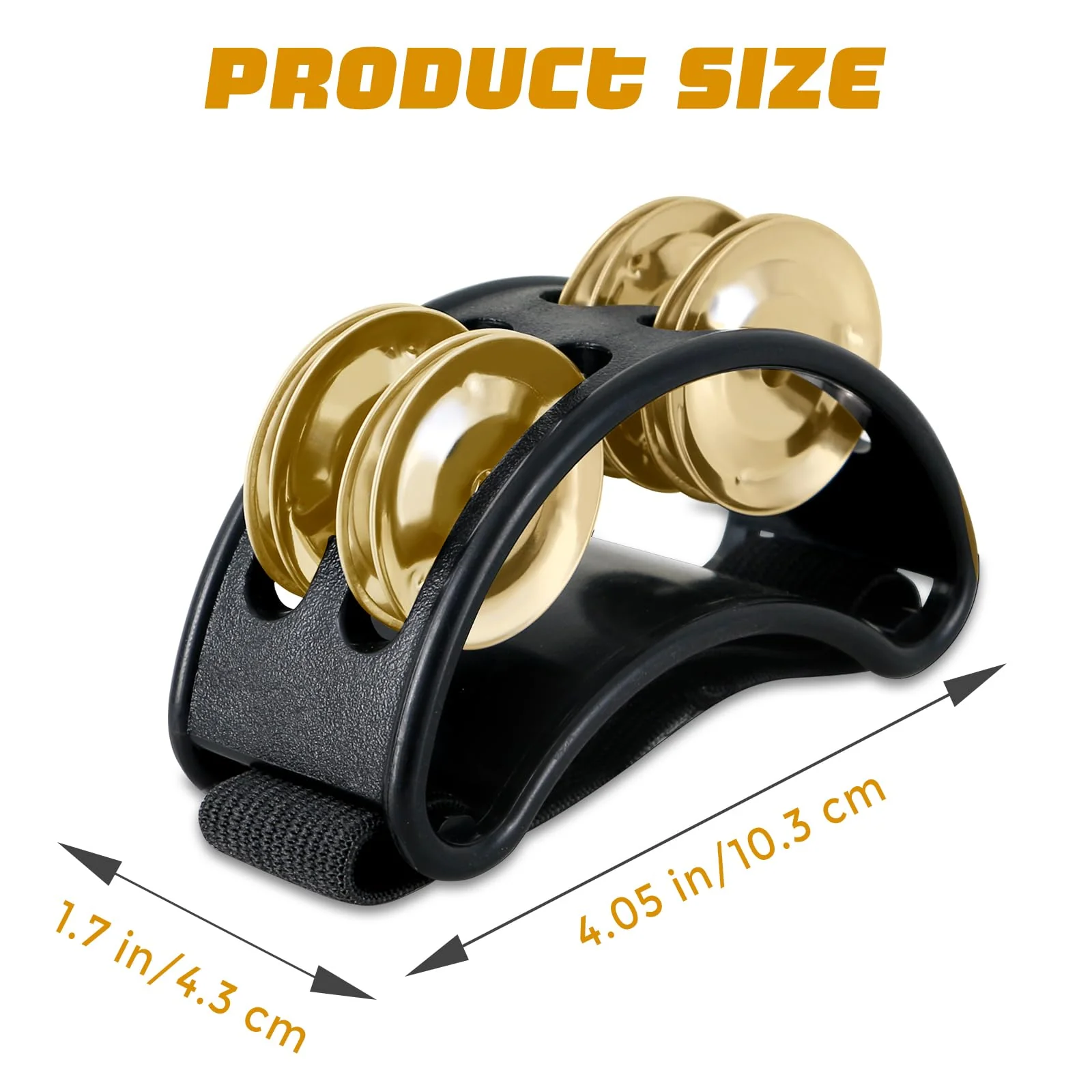 EASTROCK Foot Tambourine Percussion Musical Instrument, Foot Percussion with Steel Jingle Bells for Drum & Guitar Playing Black Golden-1 - Image 2