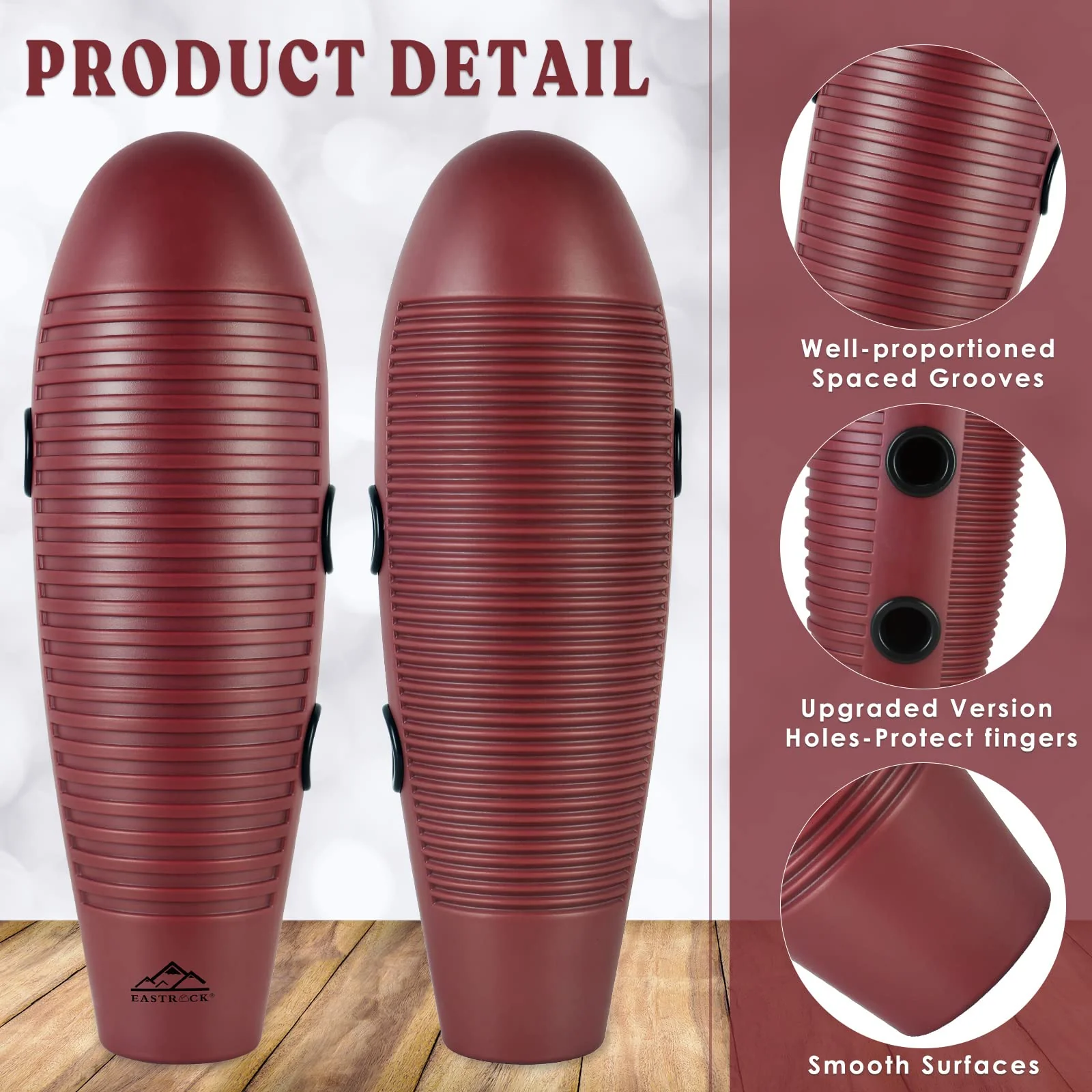 EASTROCK Guiro Instrument 3.9"x13" Fish Shaped Latin Percussion Instrument with 2 Scrapers Guiro Instrument Musical Training Tool for Beginners and Professional Band Accompaniment Large Redbrown - Image 3