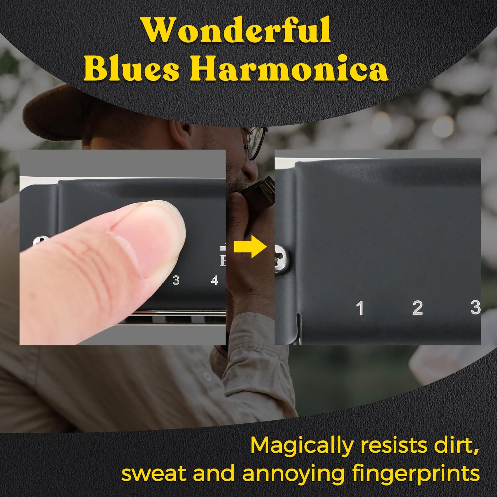 EastRock Harmonica, Blues Harmonica Mouth Organ 10 Hole G Key with Case, Diatonic Harmonica for Professional Player, Beginner, Students, Adult, Friends, Gifts（Matte Black Finish） update10hole-G - Image 7