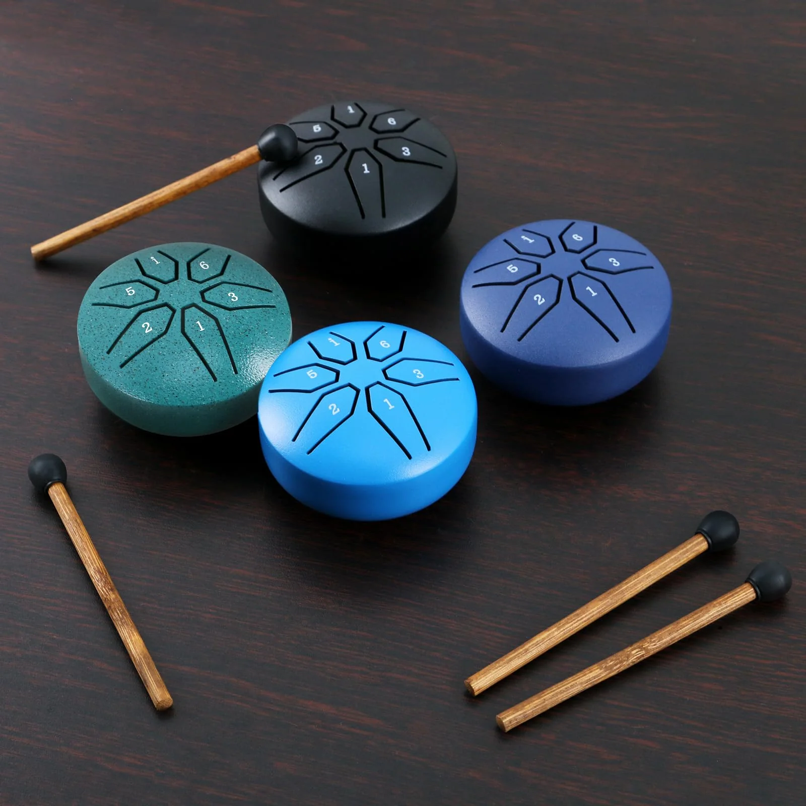 EASTROCK Mini Steel Tongue Drum for Kids 3 Inch 6 Notes Percussion Instrument Handpan Drum C Key with Mallets,Music Book (Green) Green - Image 3
